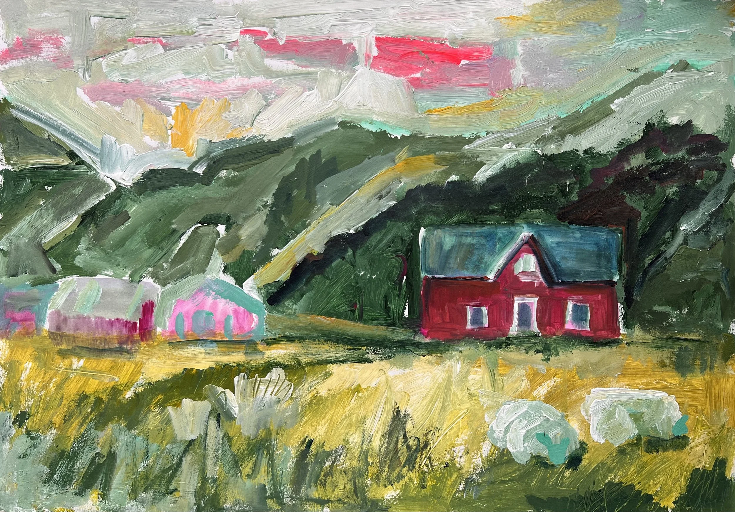 Acryl op papier. 59,5 cm. bij 42cm. hoog.  345,- euro.   