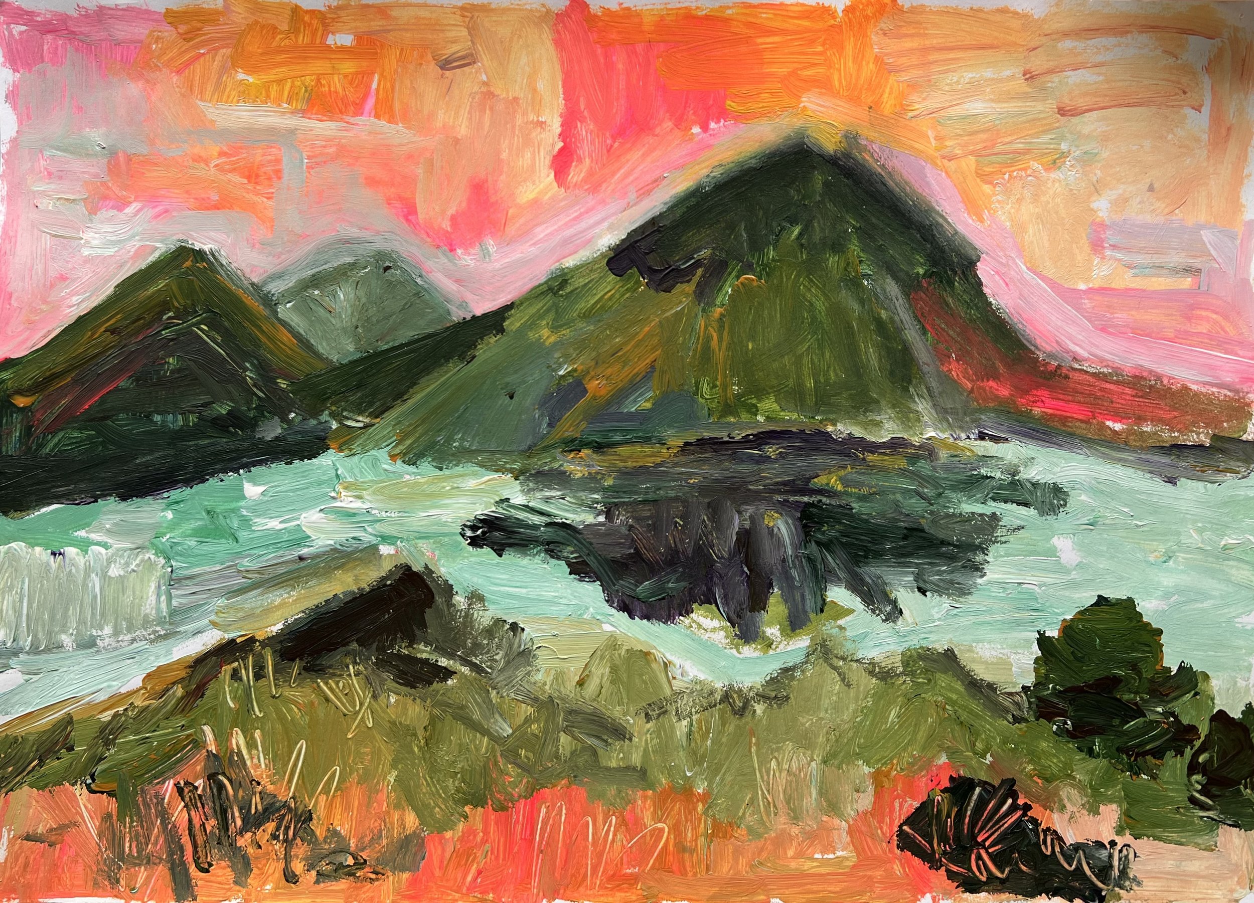  Acryl op papier. 59,5 cm. bij 42cm. hoog.  345,- euro. 