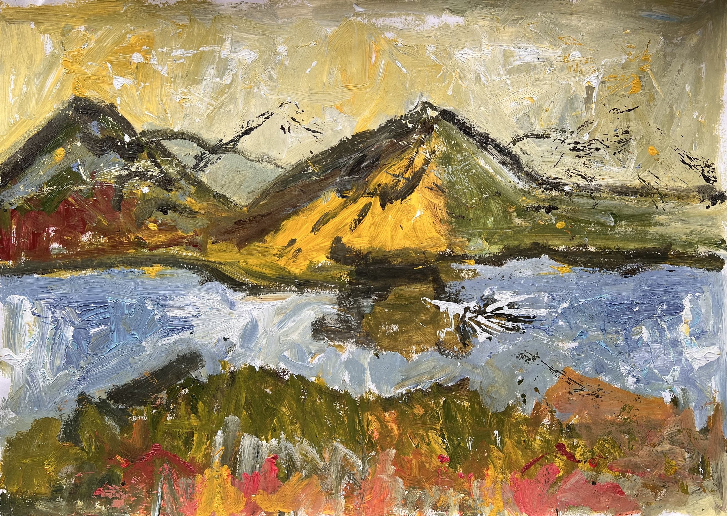  Acryl op papier. 59,5 cm. bij 42cm. hoog.  345,- euro. 