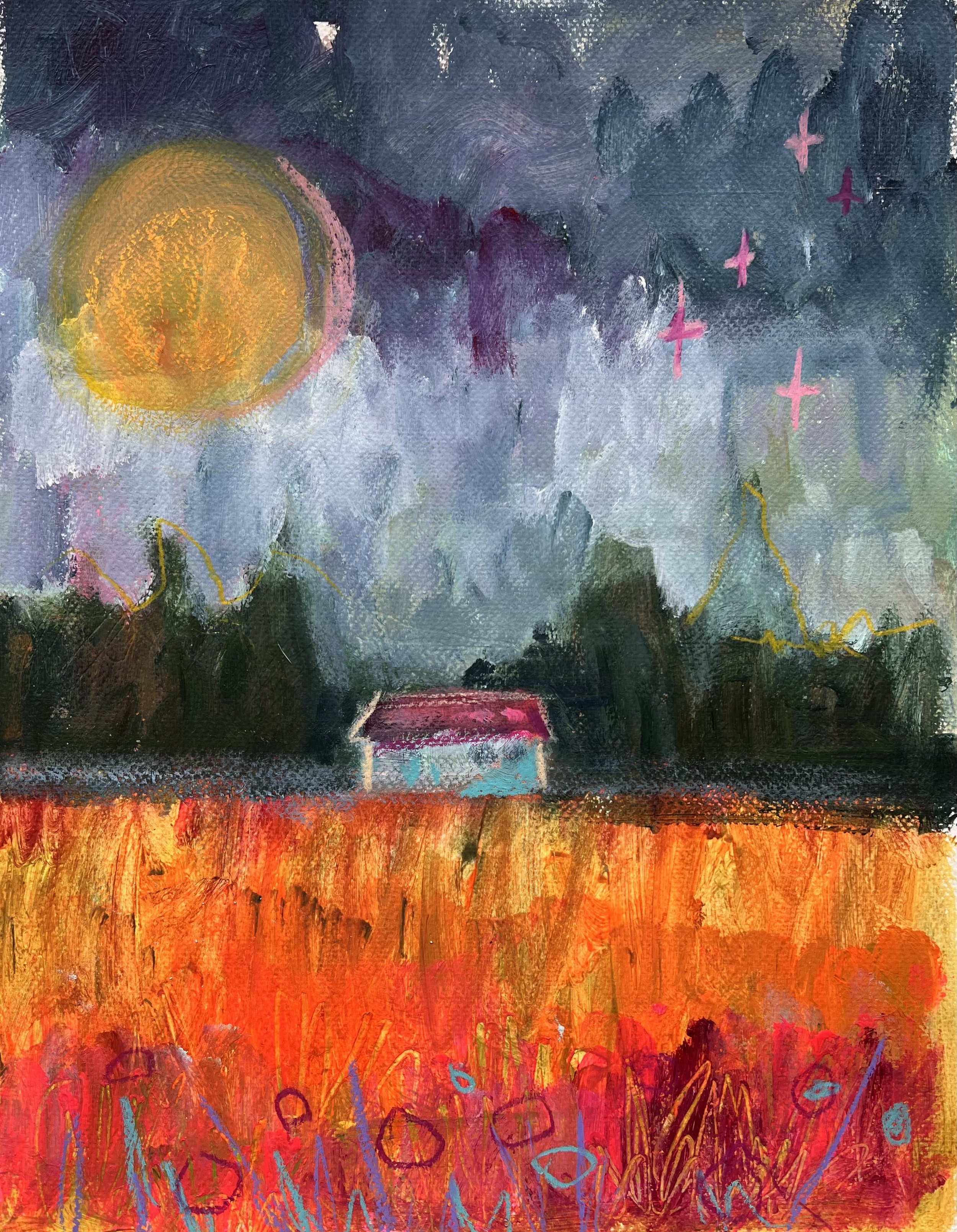  Acryl op papier. 40 cm. hoog bij 30cm breed. 175 euro. 