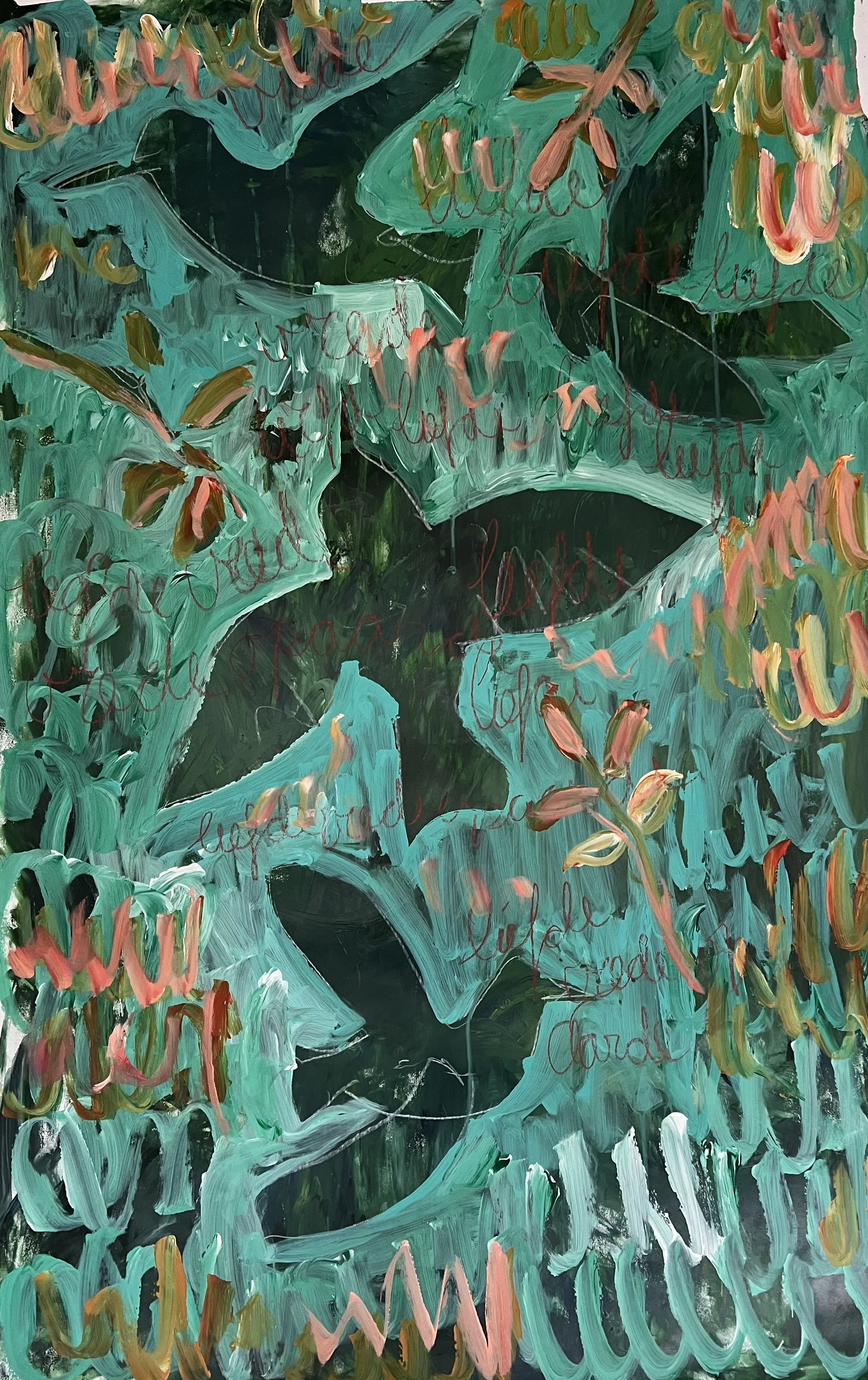  Acryl op papier 77,5 cm. breed bij 117,5 cm. 895,- euro. 