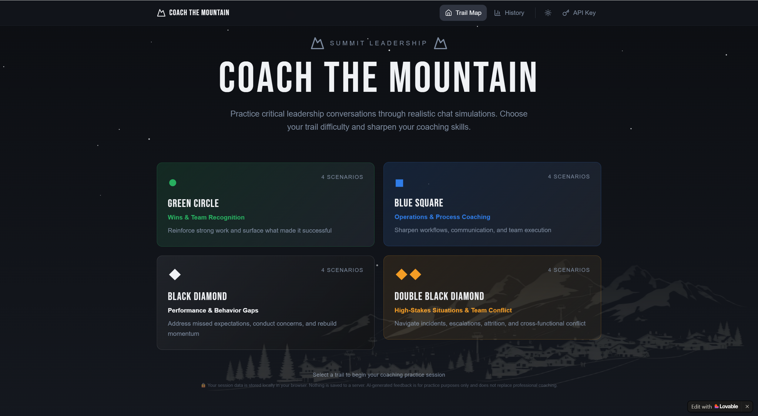 Coach the Mountain — AI Enabled Leadership Coaching Simulator