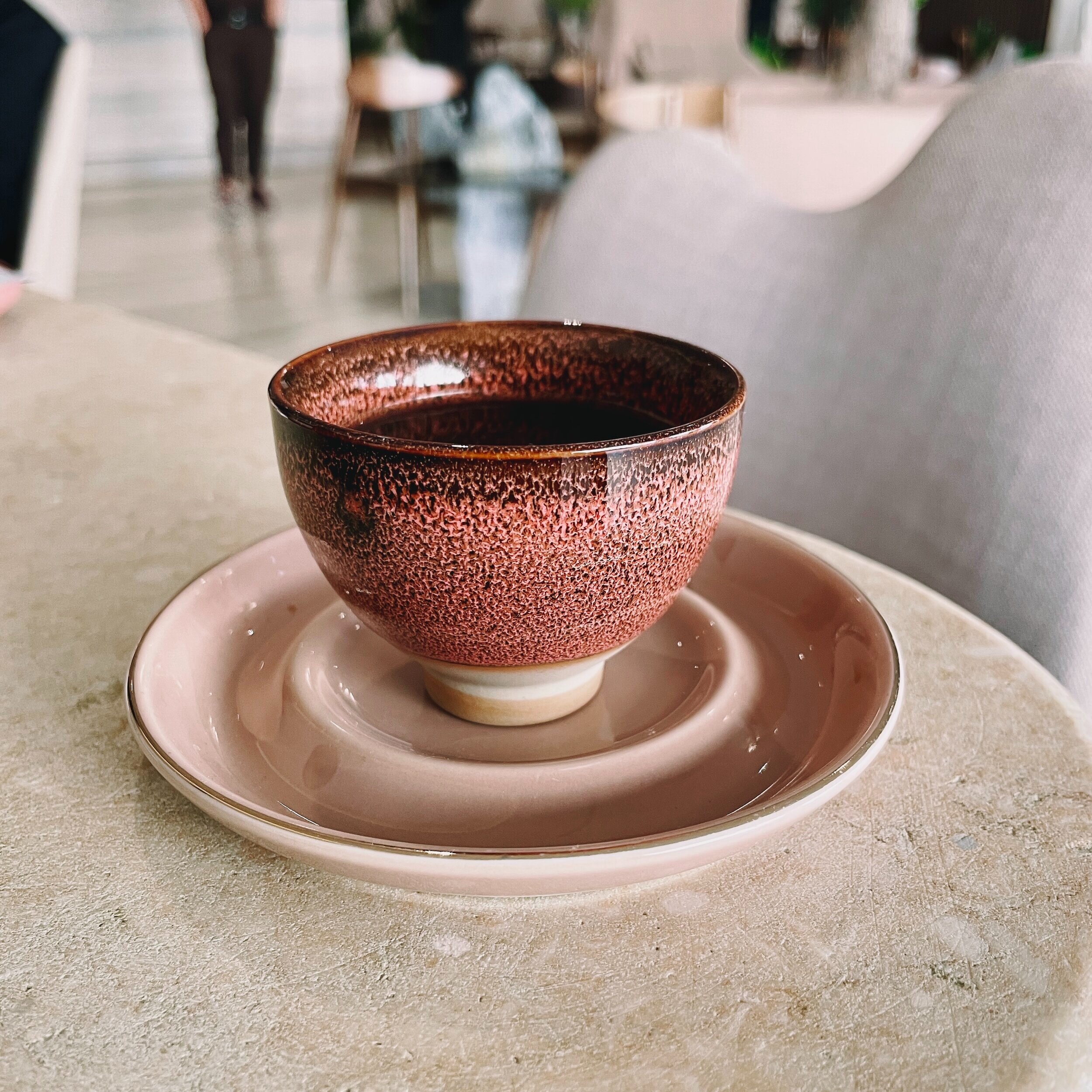 Ethiopian Coffee poured in this beautiful ceramic cup
