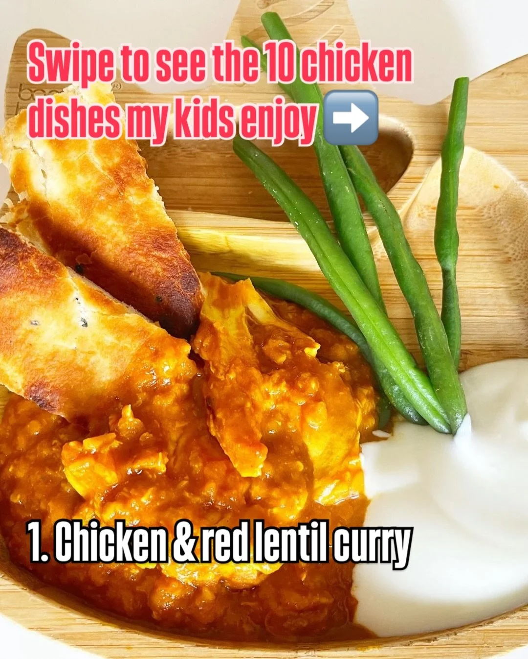 💫These are some of the recipes I come back to on a regular basis ➡️

1. Chicken and red lentil curry - serve with yogurt, naan bread and veg
2. Roast chicken - super versatile, served here with homemade potato wedges and veg
3. Chicken kiev @clodagh