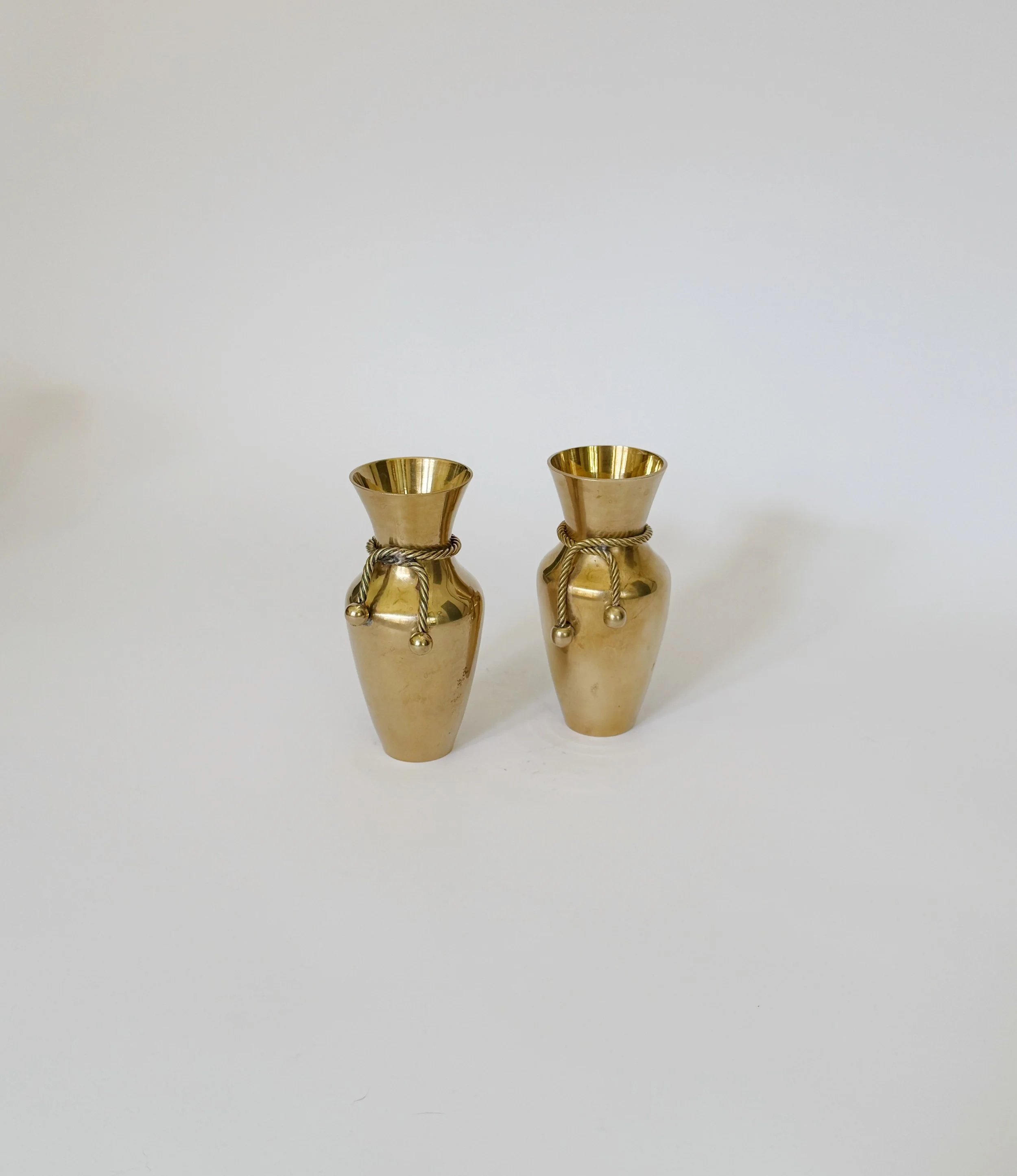 Vintage Brass Bud Vases with Tassels | Set of 2 Decorative Brass Vases