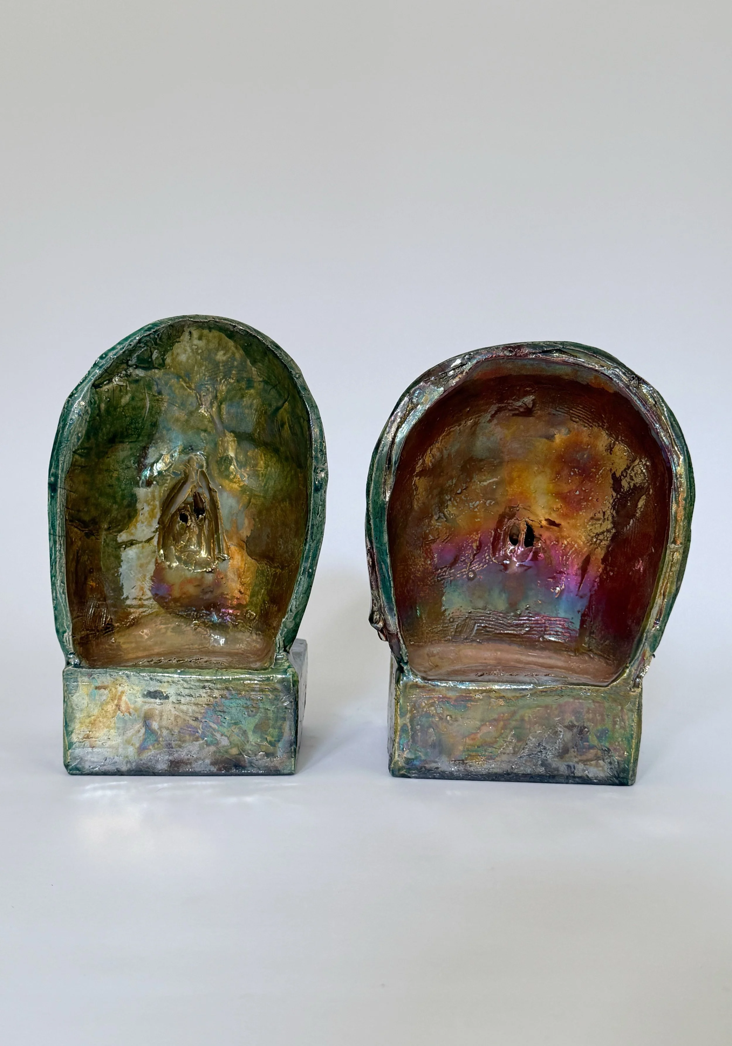 Vintage Studio Pottery Face Bookends | Figurative Ceramic Sculptures | Set of 2