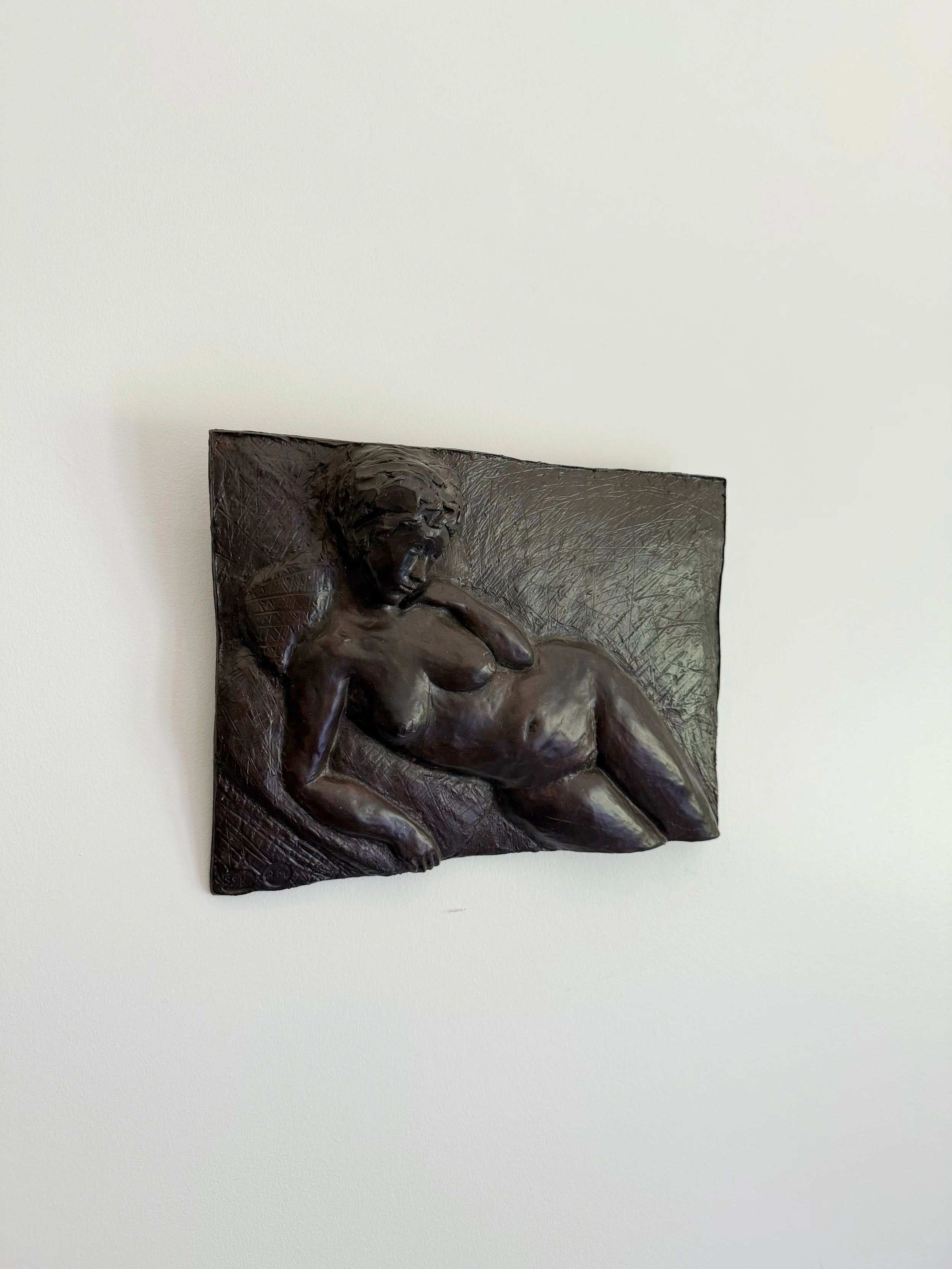 Vintage Female Nude Relief Wall Plaque | Modernist Figurative Resin Sculpture