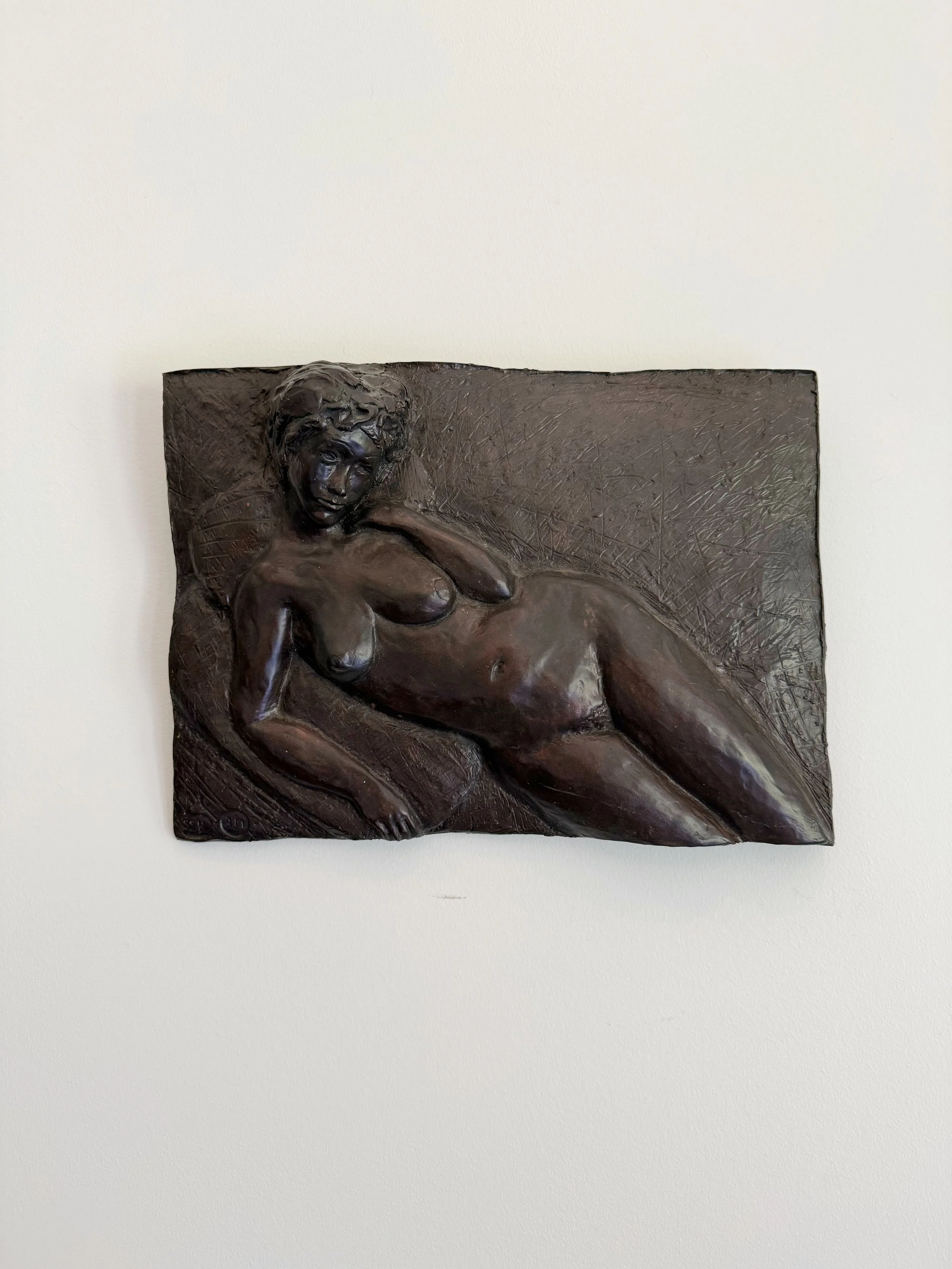 Vintage Female Nude Relief Wall Plaque | Modernist Figurative Resin Sculpture