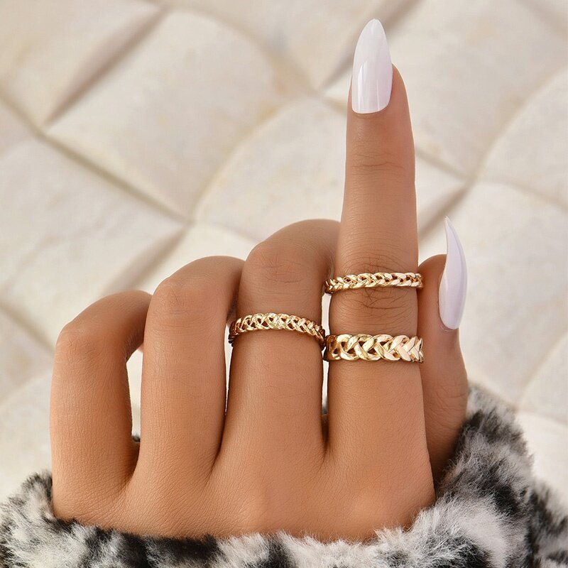 Gold Twist Ring Set
