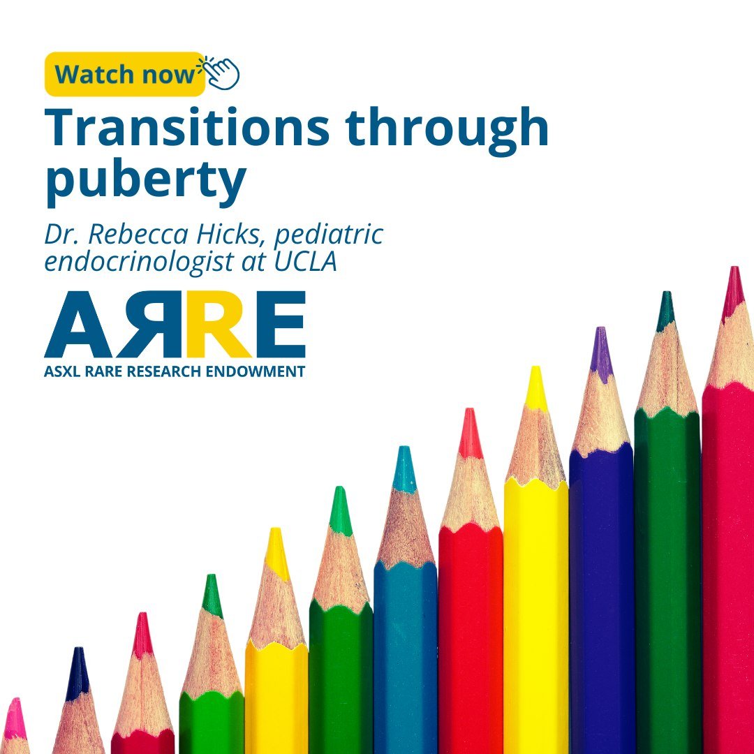Find it in the ASXL Resource Library: Dr. Rebecca Hicks, a pediatric endocrinologist at UCLA, discusses changes to expect in individuals with neurodevelopmental disorders (such as ASXL syndromes) as they go through puberty. She discusses typical chan