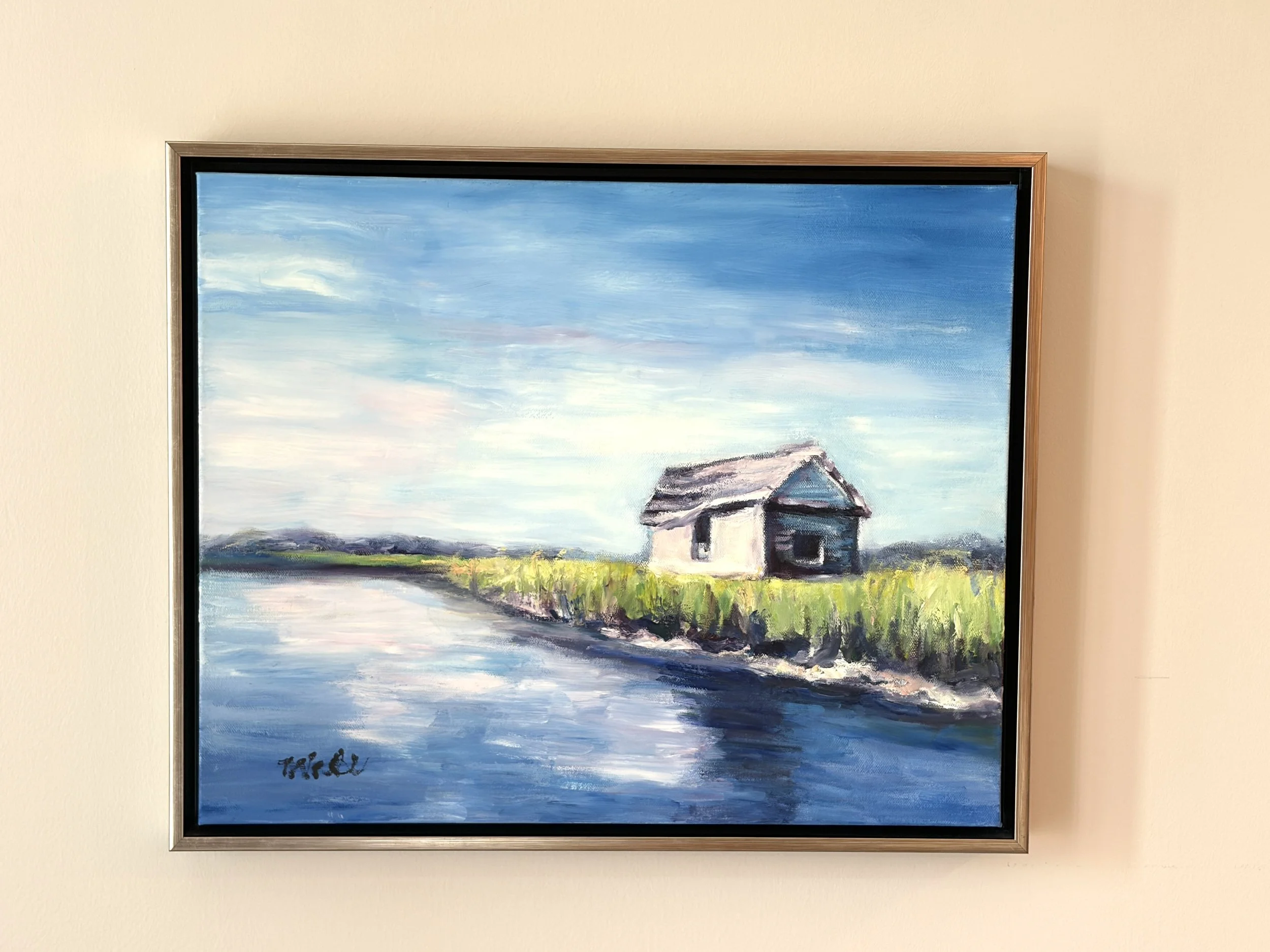 Coastal Point, oil in gold frame (16"x 20")