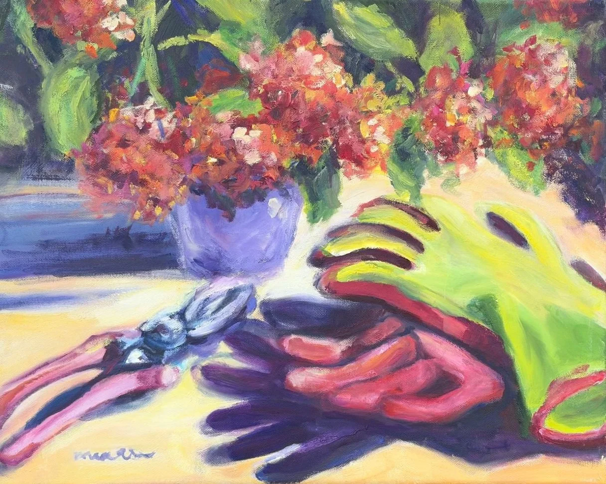 Gardening, oil (16" x 20")