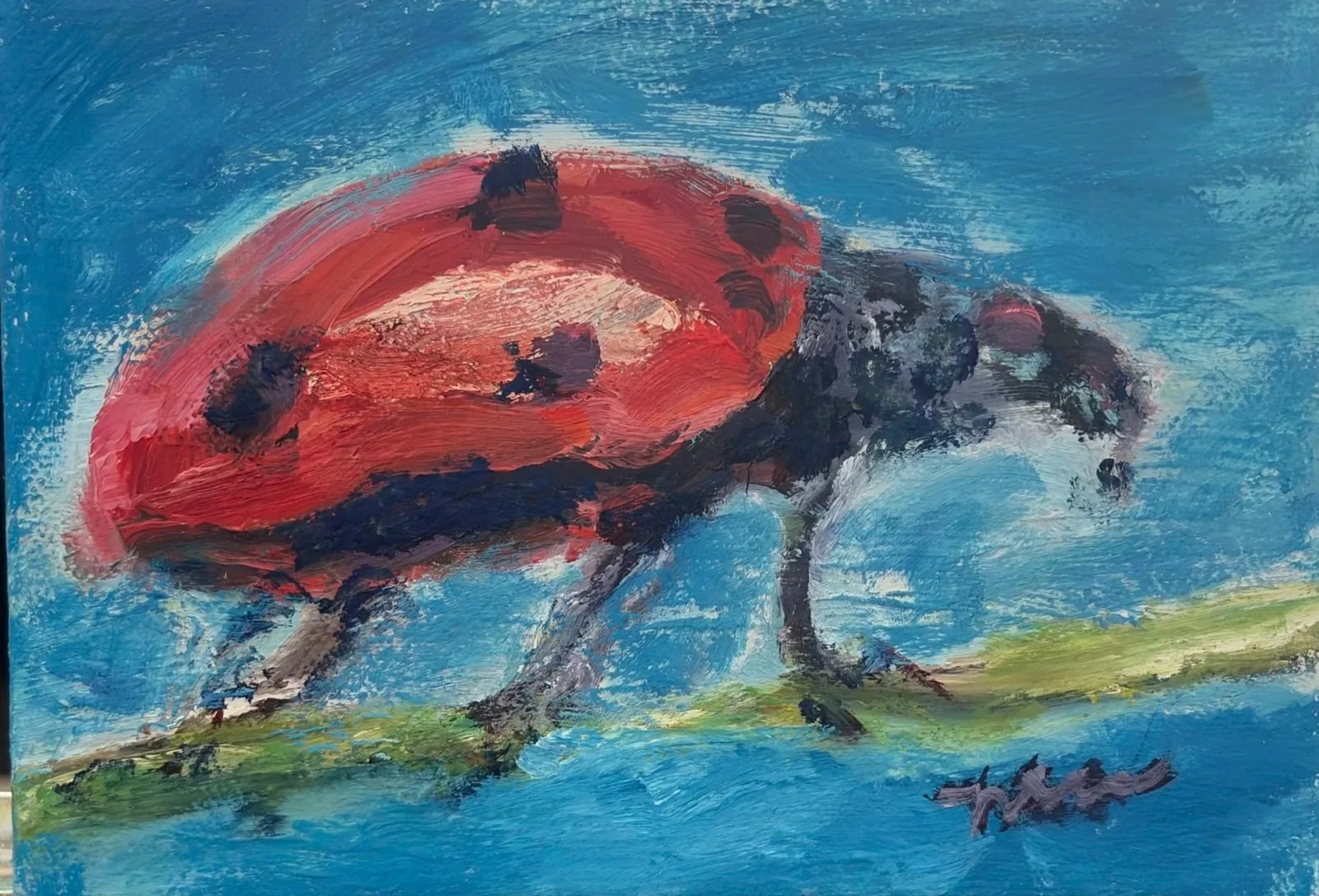 Ladybug, Oil (5"x 7")