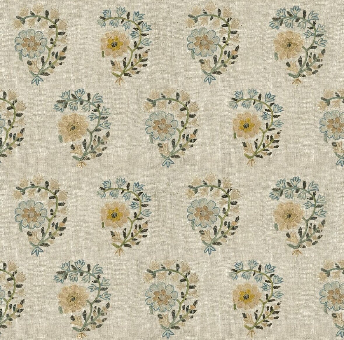&ldquo;Daphne,&rdquo; drawing inspiration from Greek laurel wreaths and flowers, features exquisite chain stitch embroidery on linen in a palette of green, blue, ivory, and yellow. 

This special addition to the collection will be making its way to s