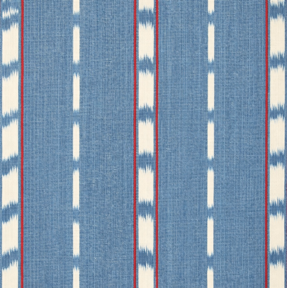 Ikat Stripe, Blue/Red