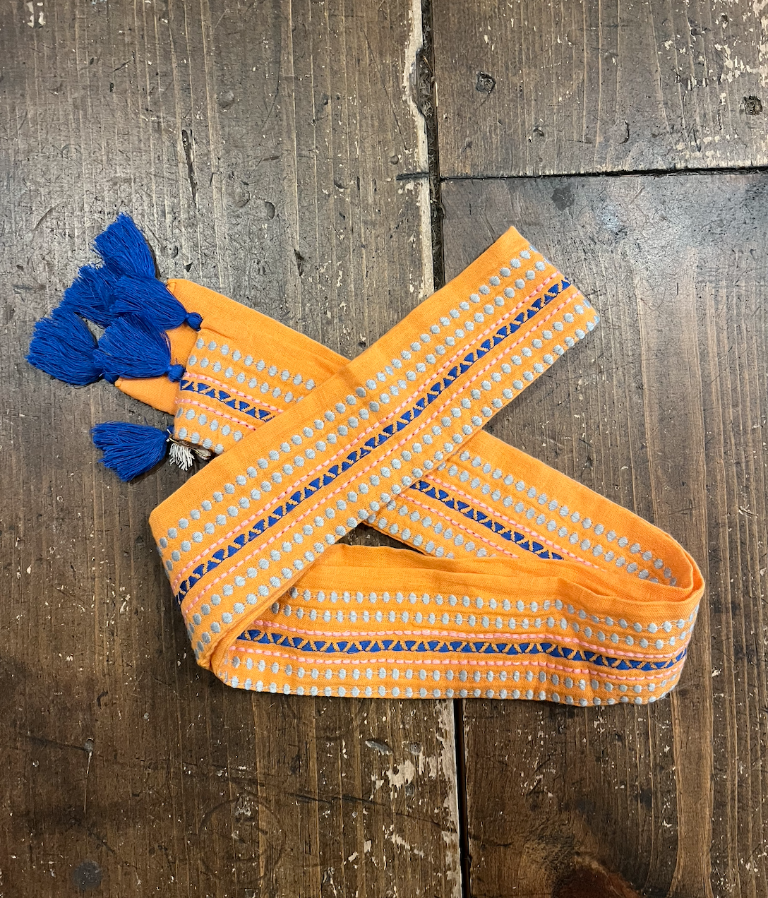 Mer St. Barth Embroidery Belt - Bright Orange