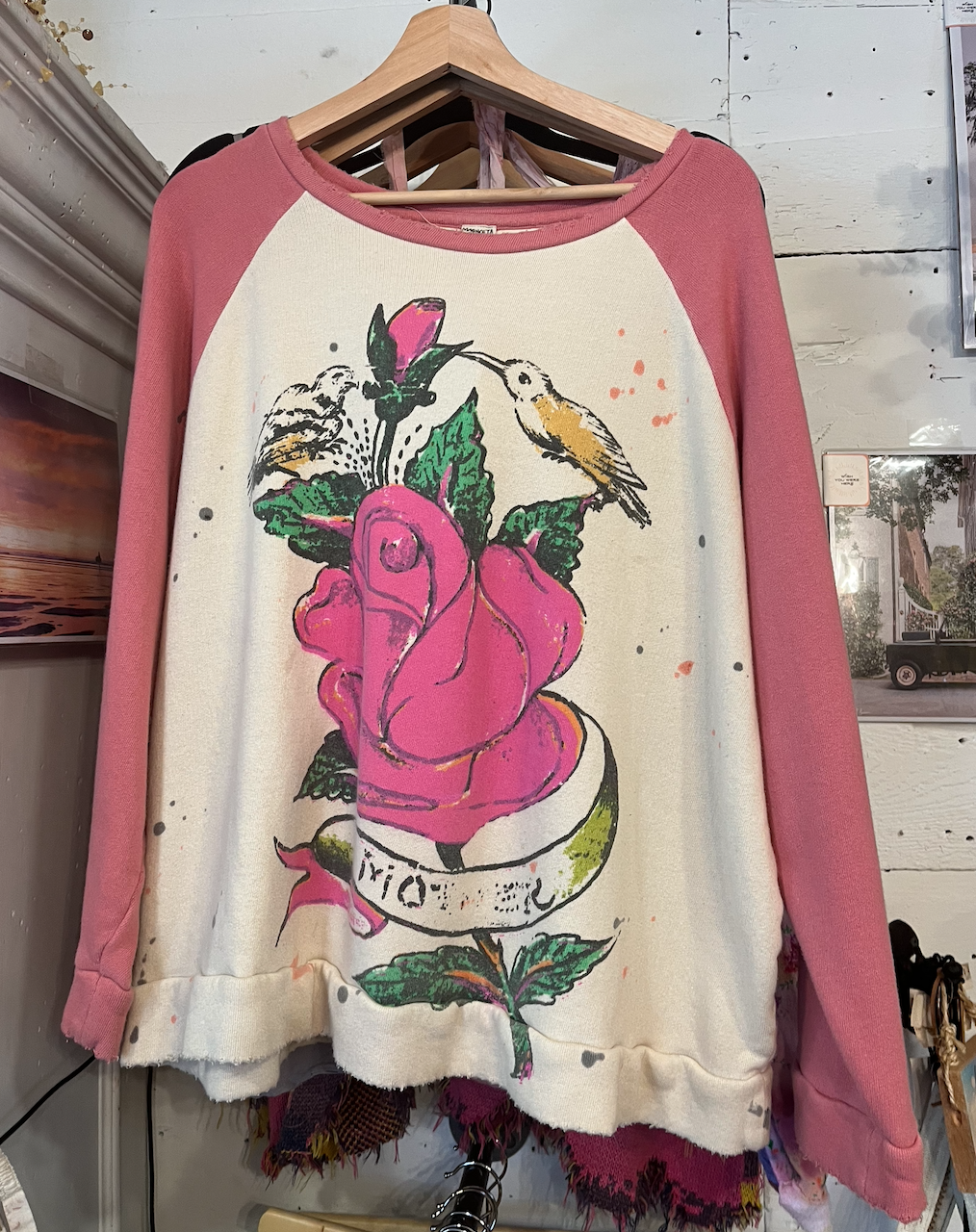 Cotton Knit Abbeyrose Rag an Richi Sweatshirt with Paint Splatter