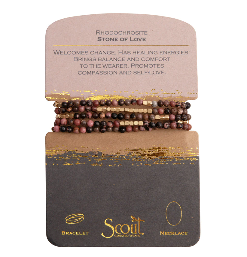 Stone Wrap Rhodochrosite/Gold - Stone of Love