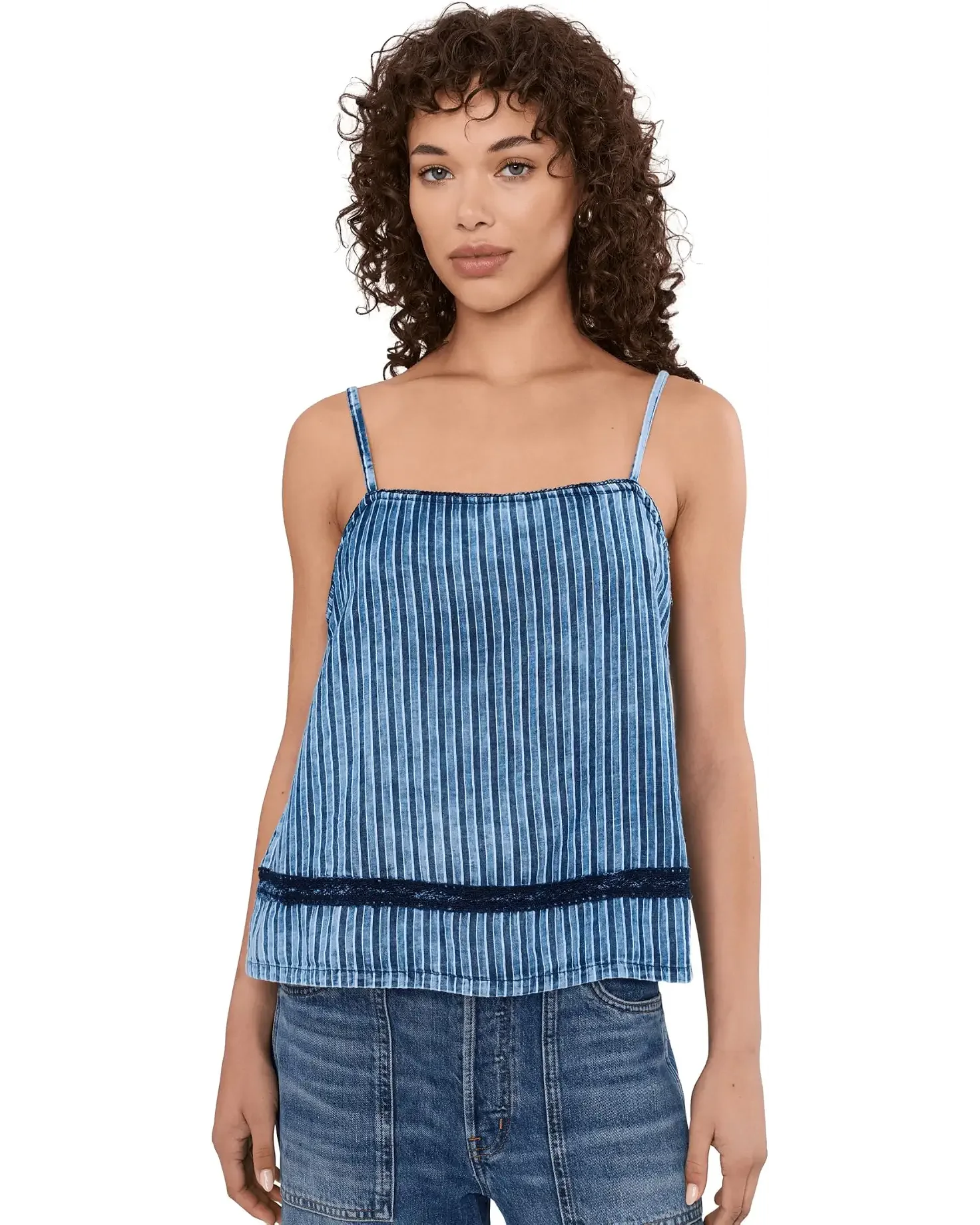 Bella Square Neck Tank - Cotton Stripe