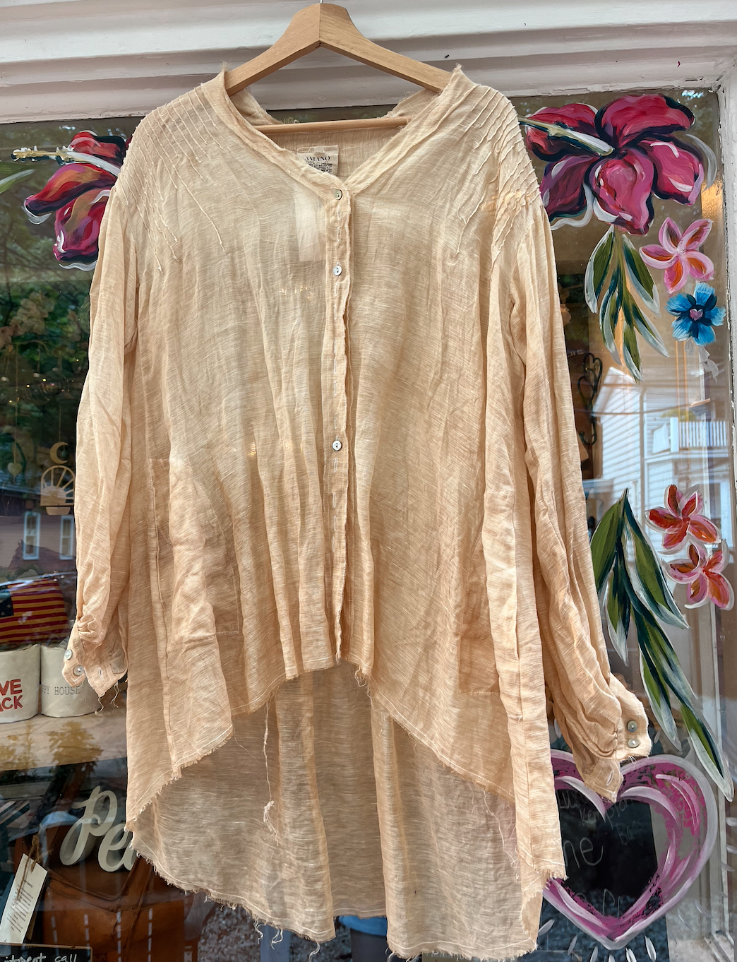 Pin-Tuck Shirt (Linen) - Natural, XS