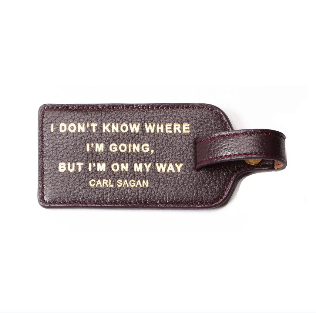 Oxblood Leather Luggage Tag - DON'T KNOW WHERE I'M GOING
