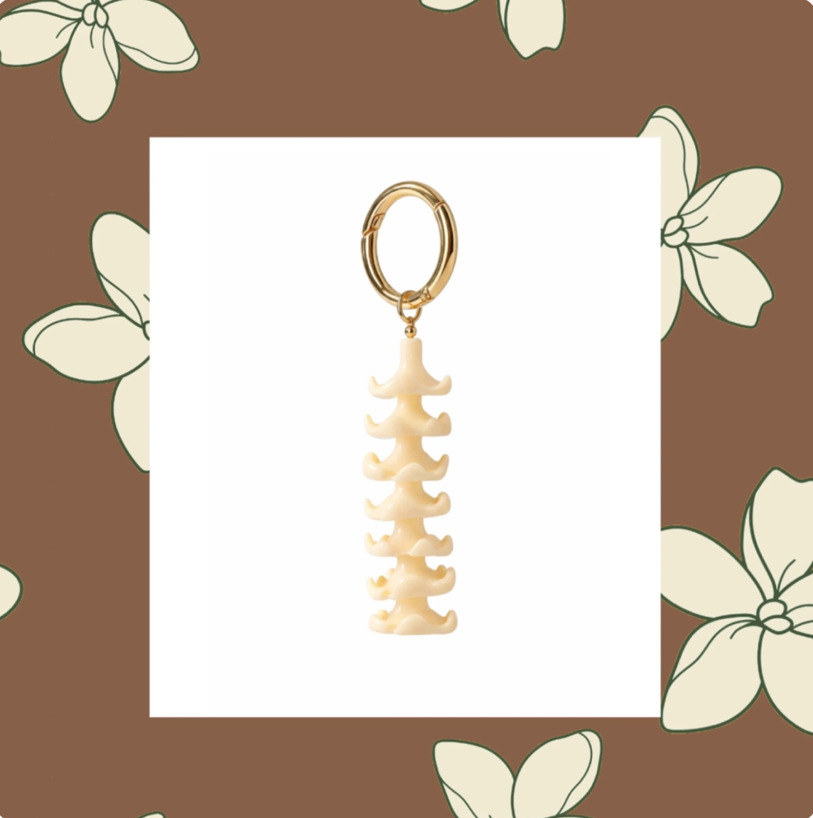 Puakenikeni Bag Charm + Keychain Ivory