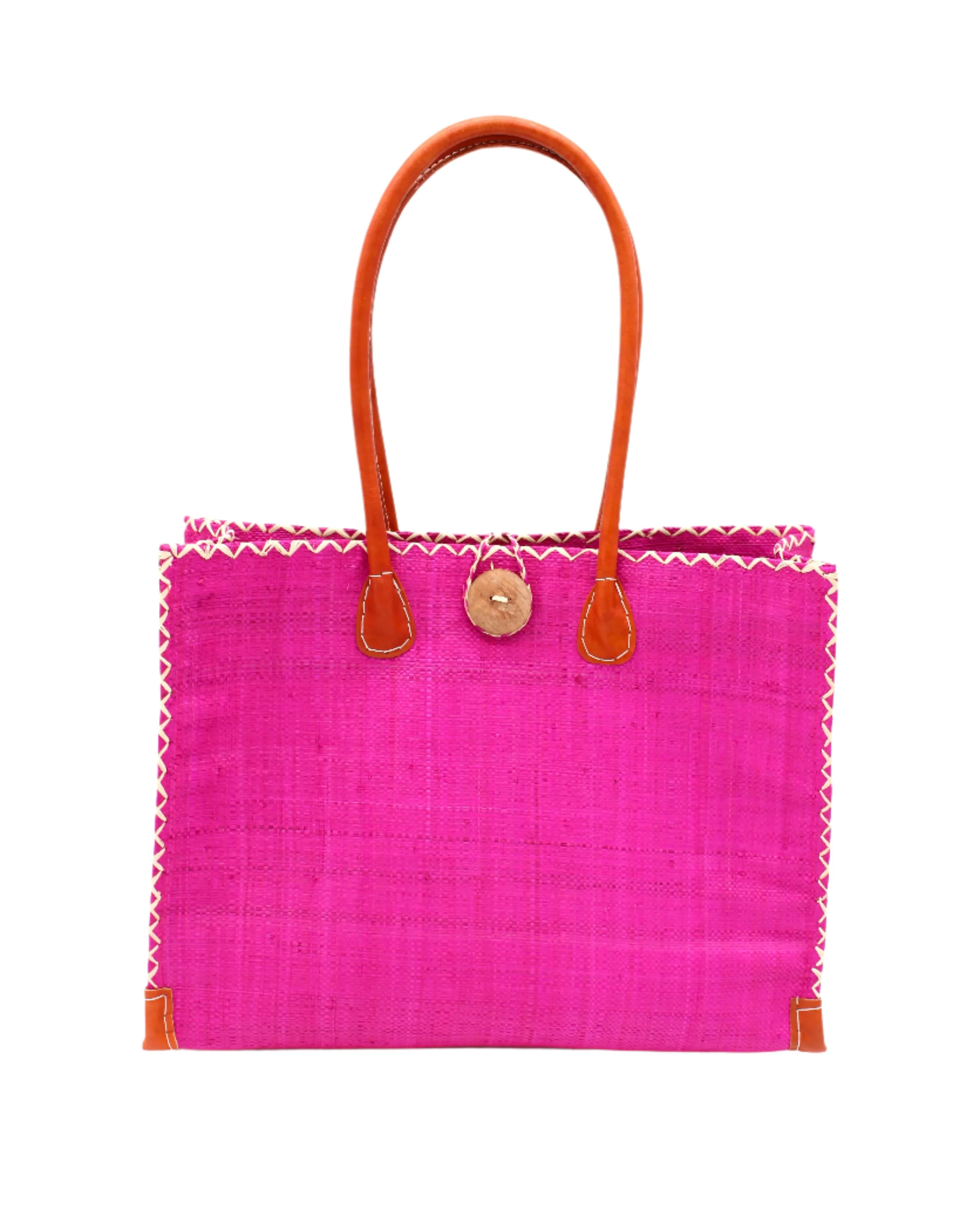 ZafranSolidColorStrawBeachBagFuchsiaShoulderBag.jpg.webp