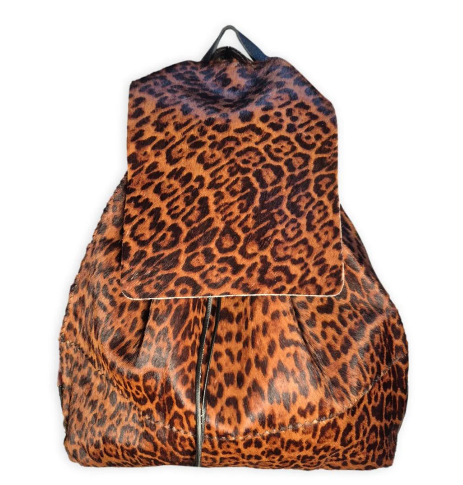 bay ridge backpack | leopard-print upcycled cowhide