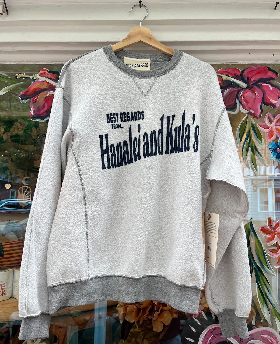 Best Regards Greetings Sweatshirt Hanalei and Kula's - Heather Grey S/M