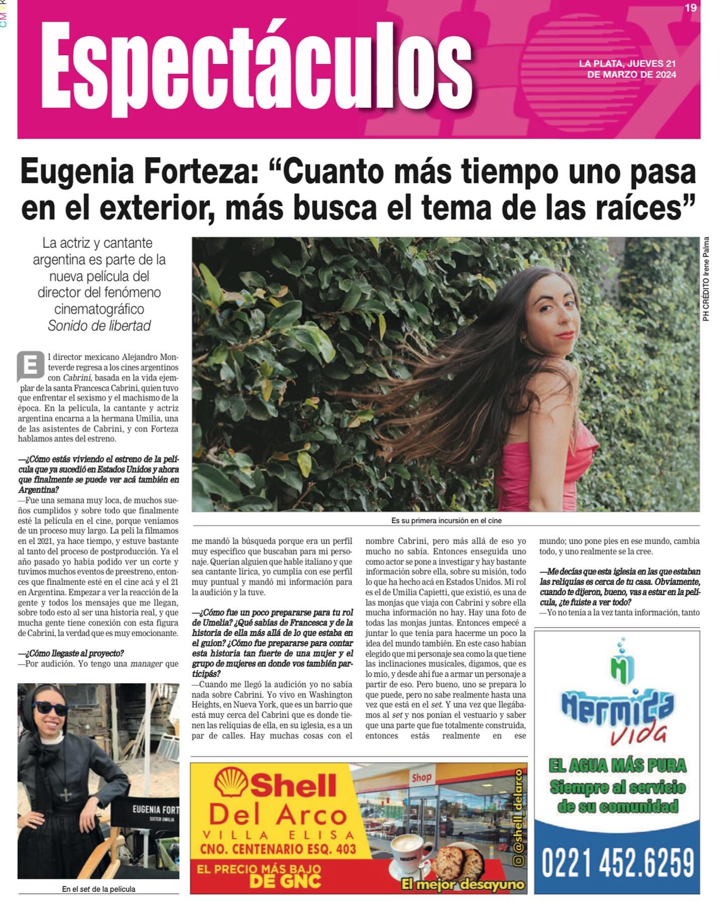 🗞️ HOY! En la secci&oacute;n #espect&aacute;culos de @diariohoylaplata les cuento un poco m&aacute;s sobre mi experiencia con @cabrinifilm 🎬

🙏🏼 Muchisimas Gracias @rolandogallego por esta nota tan linda! 

📰 Edici&oacute;n Impresa: https://diar