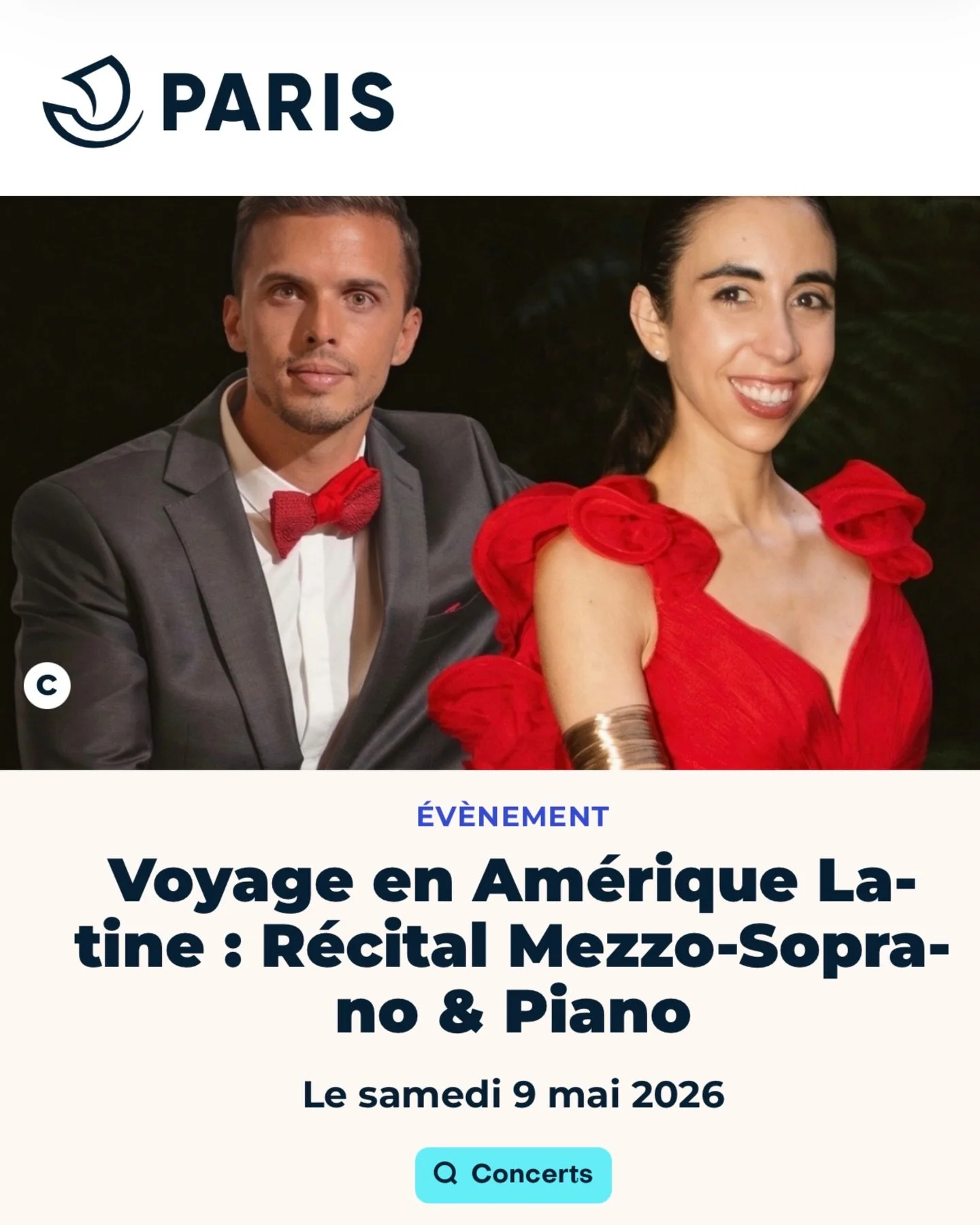 Ravie de retrouver le public parisien d&egrave;s la semaine prochaine! &Agrave; tout de suite! 🎶🌹❤️&zwj;🔥😘

👉🏼 https://www.paris.fr/evenements/voyage-en-amerique-latine-recital-mezzo-soprano-piano-109816

#mezzosoprano #piano #duobezerraforteza