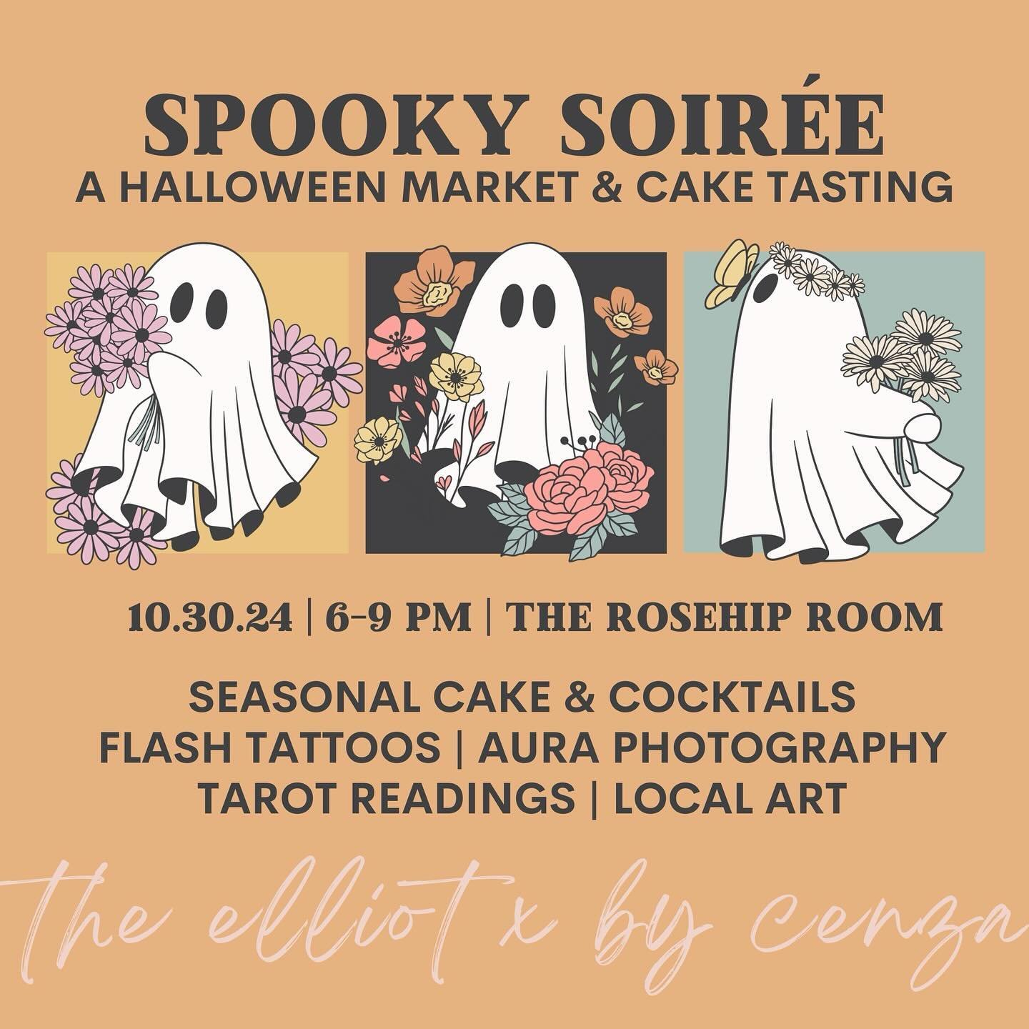 Last call for tickets!

We&rsquo;re hosting a spooky cake tasting TOMORROW with By Cenza. Celebrate Halloween Eve with a seasonal cake &amp; cocktail tasting, aura portraits, tarot card readings, local art &amp; flash tattoos. Costumes not required b