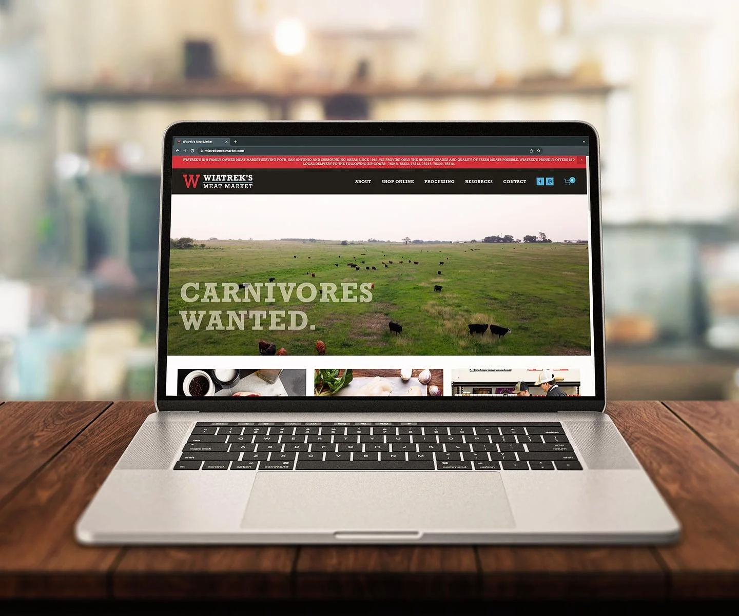 Redesigned website for Wiatrek's Meat Market.