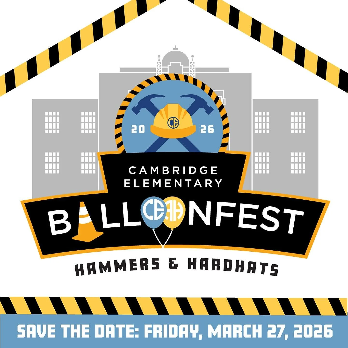 Core Creative had so much fun “laying the foundation” for Cambridge Elementary’s 37th Annual Balloonfest Spring Carnival: Hammers and Hard Hats! Core Creative provided design for the on-theme logo, lawn signs, t-shirts, sponsor pack