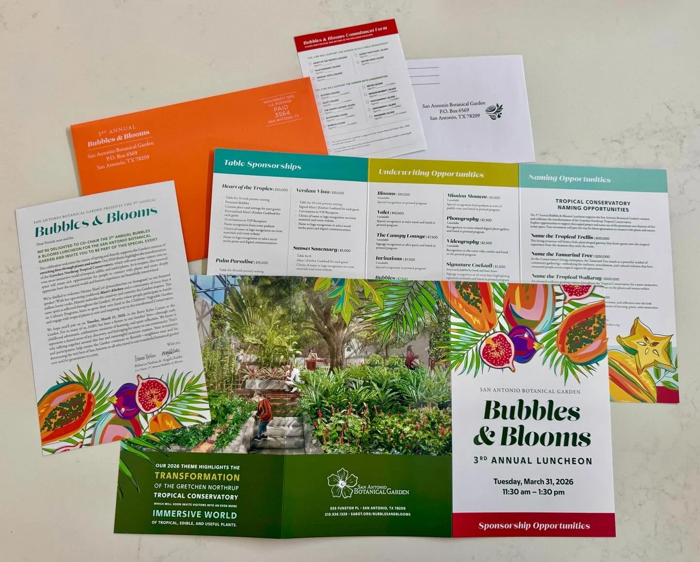 Core Creative&rsquo;s imagination was in full bloom when designing a vibrant pitch packet for the SABOT&rsquo;s 3rd Annual Bubbles &amp; Blooms Luncheon. Blending tropical vibes with a mission rooted in enriching lives through plants and nature, SABO