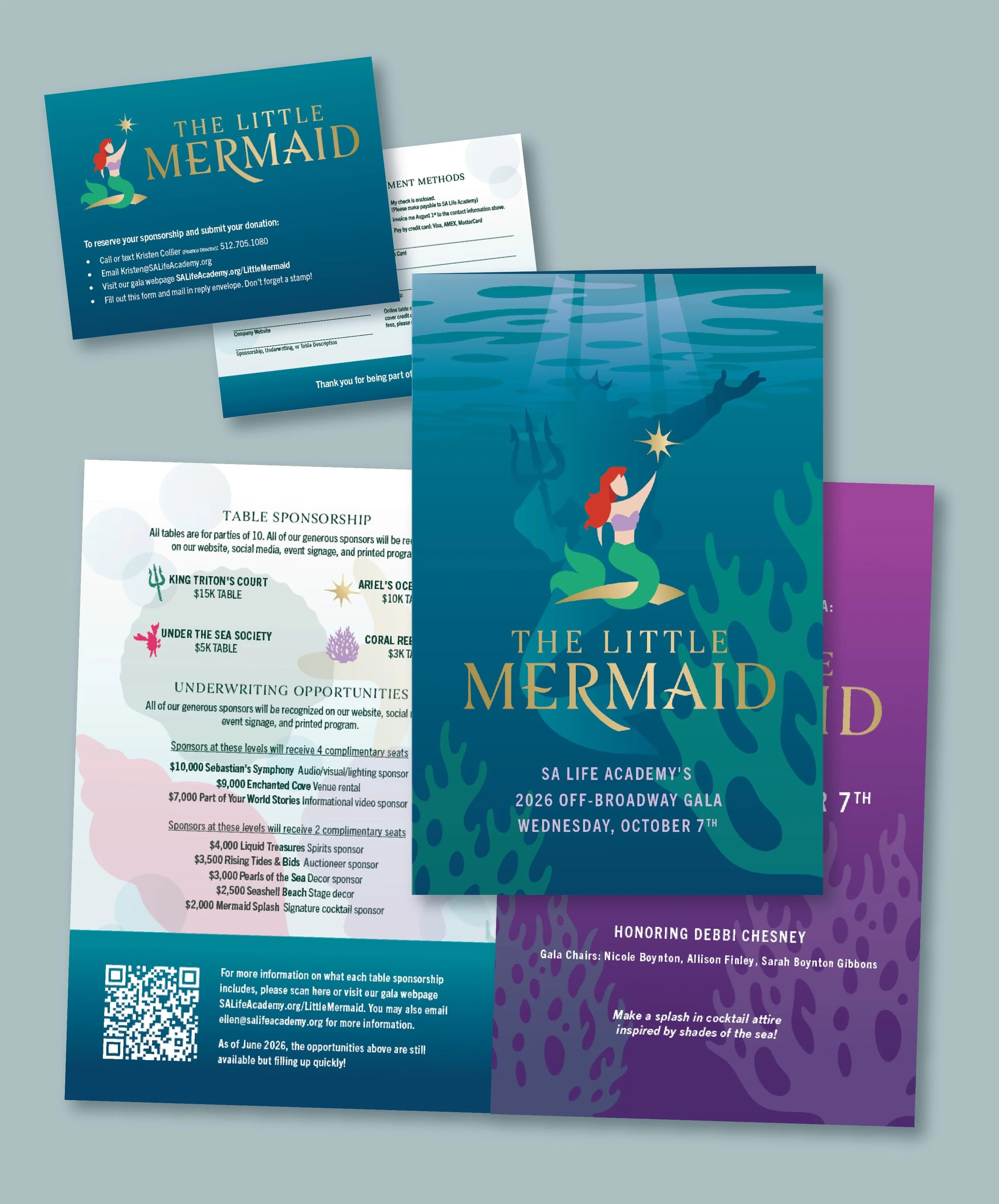 Under the sea and making a splash! We&rsquo;re thrilled to share our latest work for the SA Life Academy 2026 Off-Broadway Gala, including the invitation suite, save the date, pitch packet, branding suite and Playbill program. Inspired by The Little 