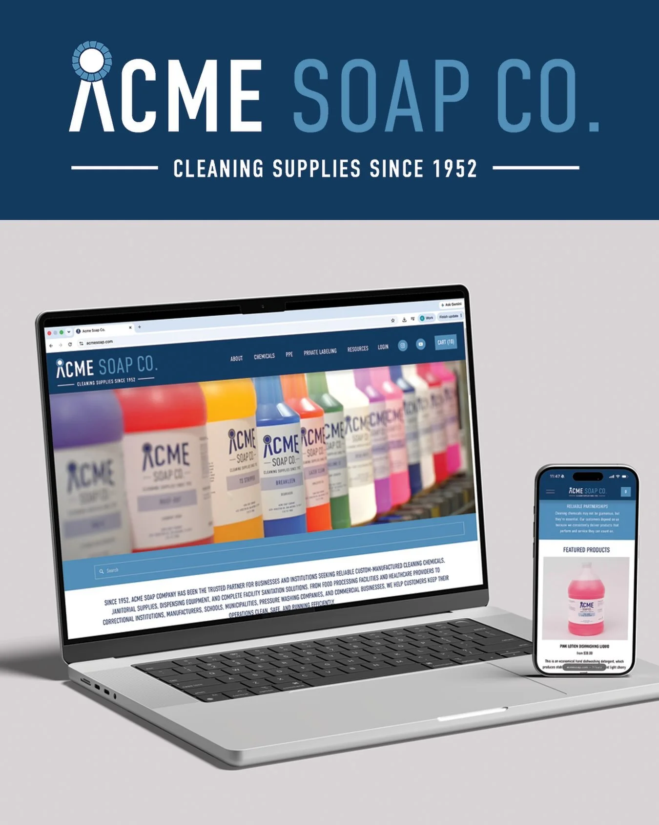 We&rsquo;re excited to share the launch of the new Acme Soap website! It was a pleasure working with the Acme Soap team not only to design and develop their new website, but to help bring a refreshed, cohesive look to their brand across multiple touc