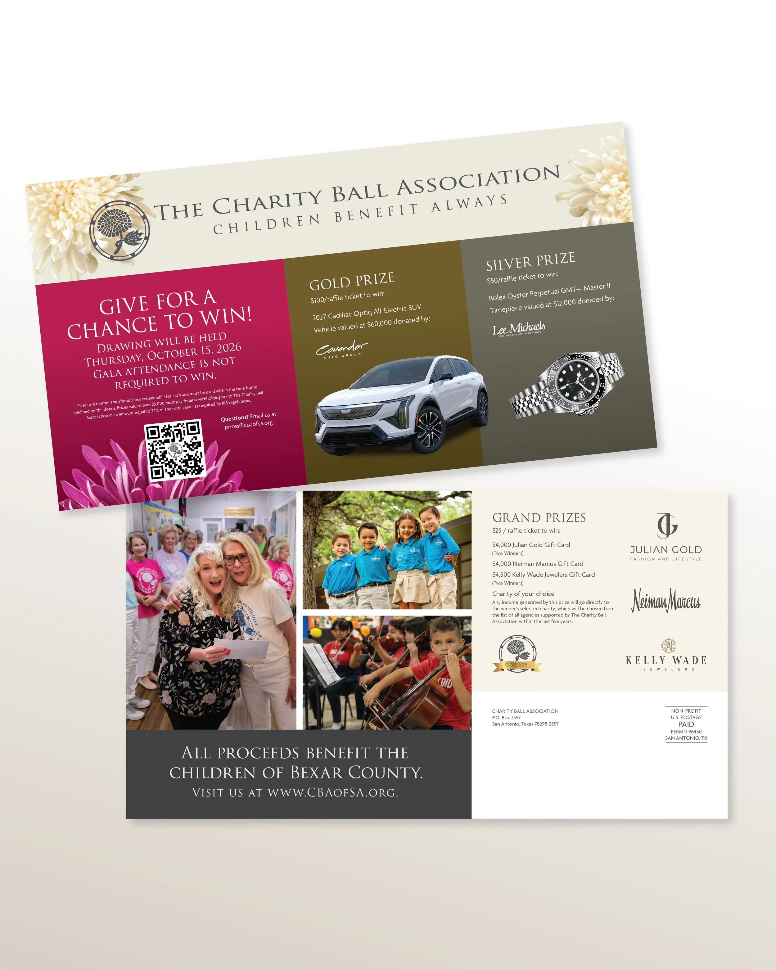 Core Creative recently designed and managed a direct mail piece for the Charity Ball Association&rsquo;s 2026 Gala Raffle!

Up for grabs this year? An incredible lineup of prizes, including a brand-new Cadillac OPTIQ All-Electric SUV, a Rolex watch, 