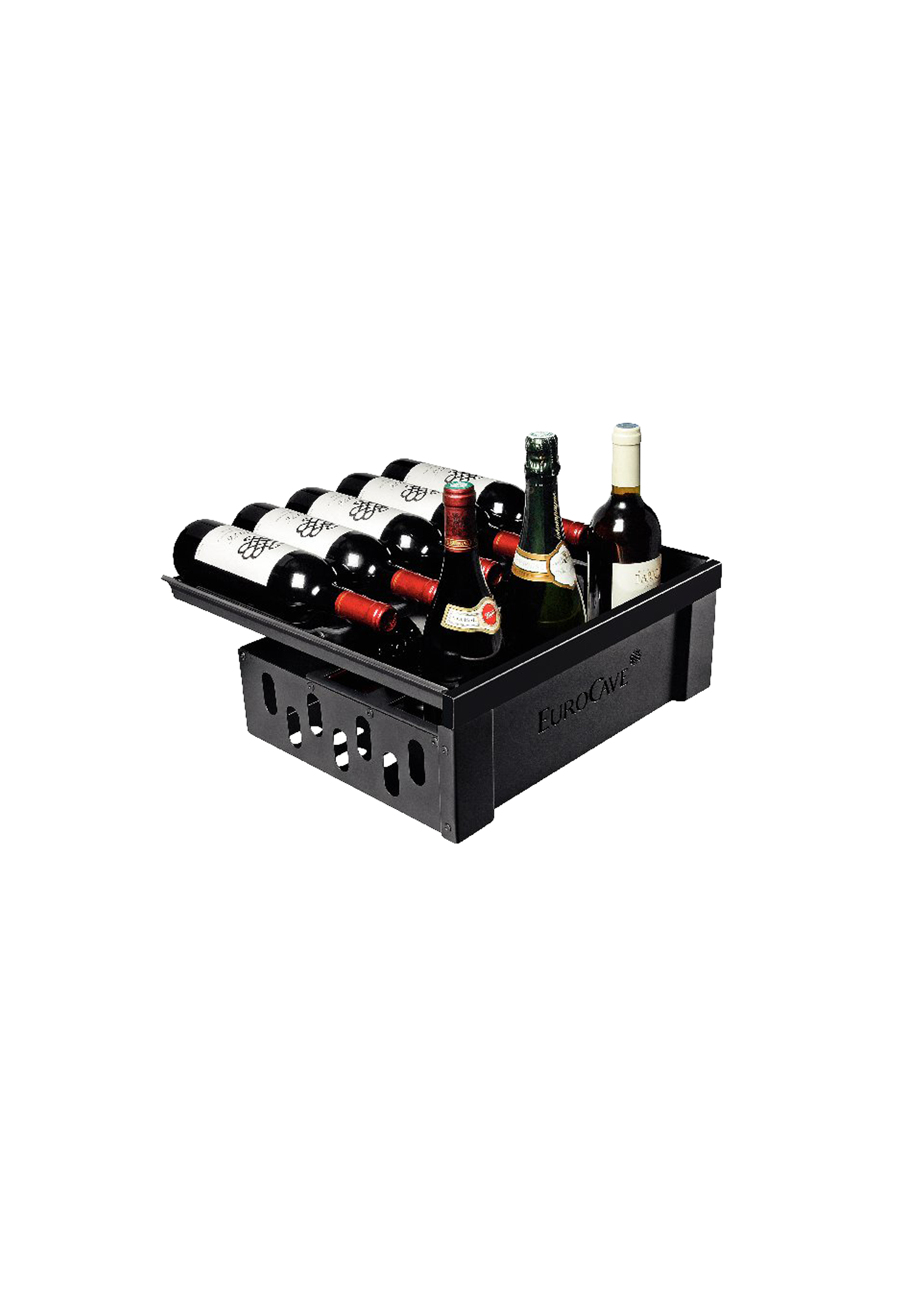 Clayette coulissante Inspiration - laqué noir | Service 16 Bouteilles