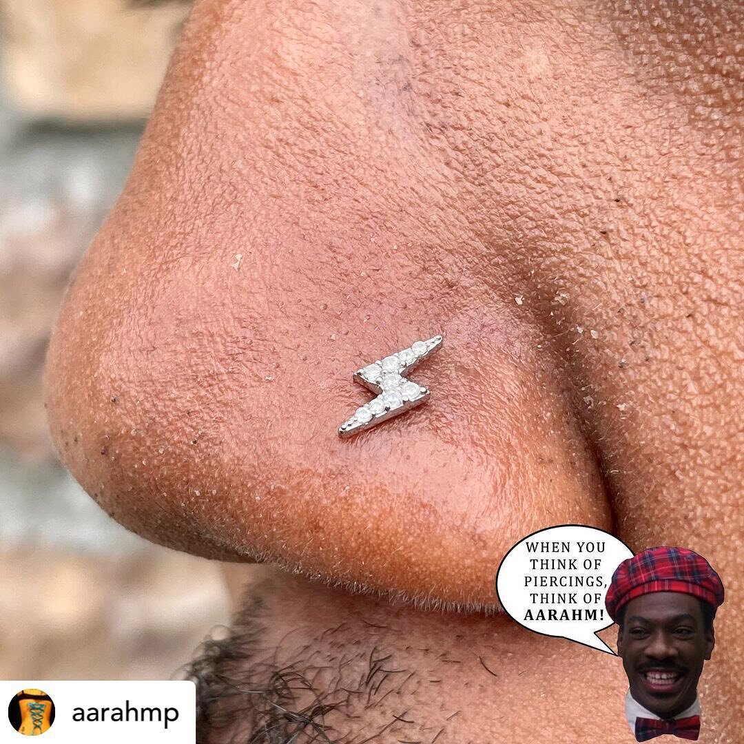 Posted @withregram &bull; @aarahmp An understatement of a nostril piercing on my family @doge_boy_fresh @ayytblake this man is lightening at anything he puts his mind too. Privileged to pass on this craft to him. Jewelry boast a 14k white gold lighte