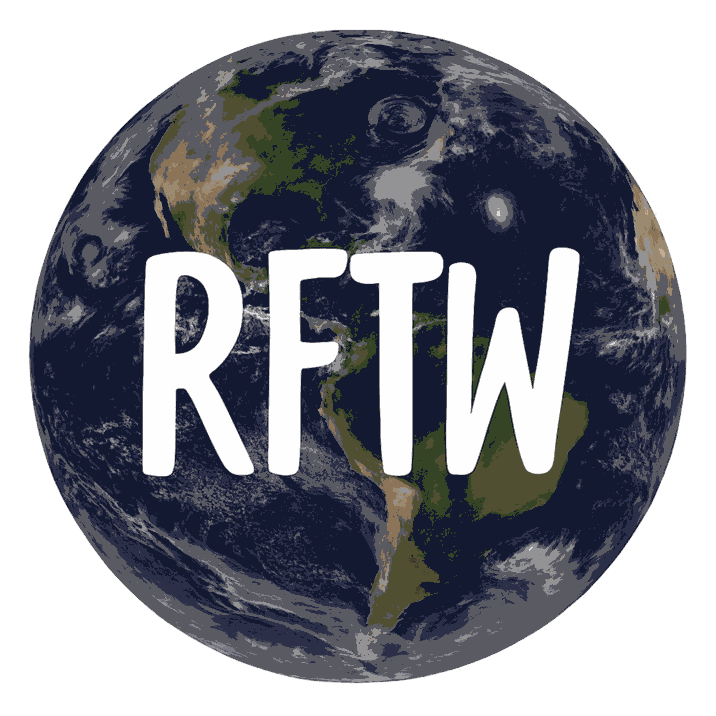 Earth with the letters 'RTW' written across the center.