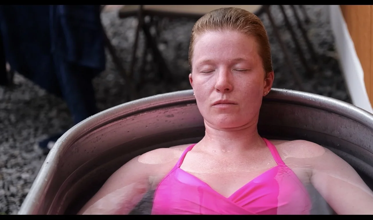 Colin submerged in an ice bath