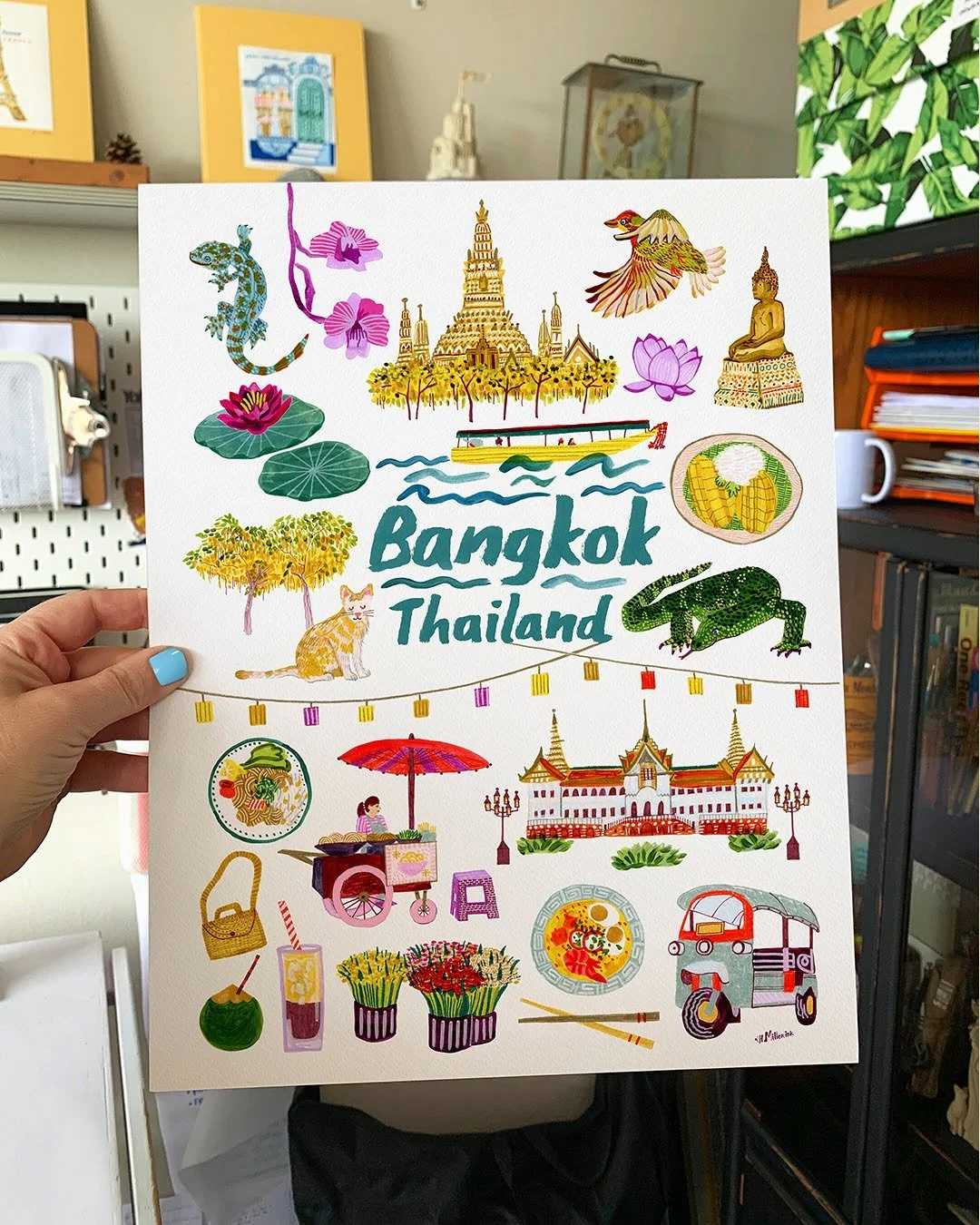All my Bangkok, Thailand illustrations arranged into the final 🙂 I used colored pencil, paint, and ink to draw all of these - added some close ups so you can see the textures a little better.

I&rsquo;ve been working on a lot of travel themed art fo
