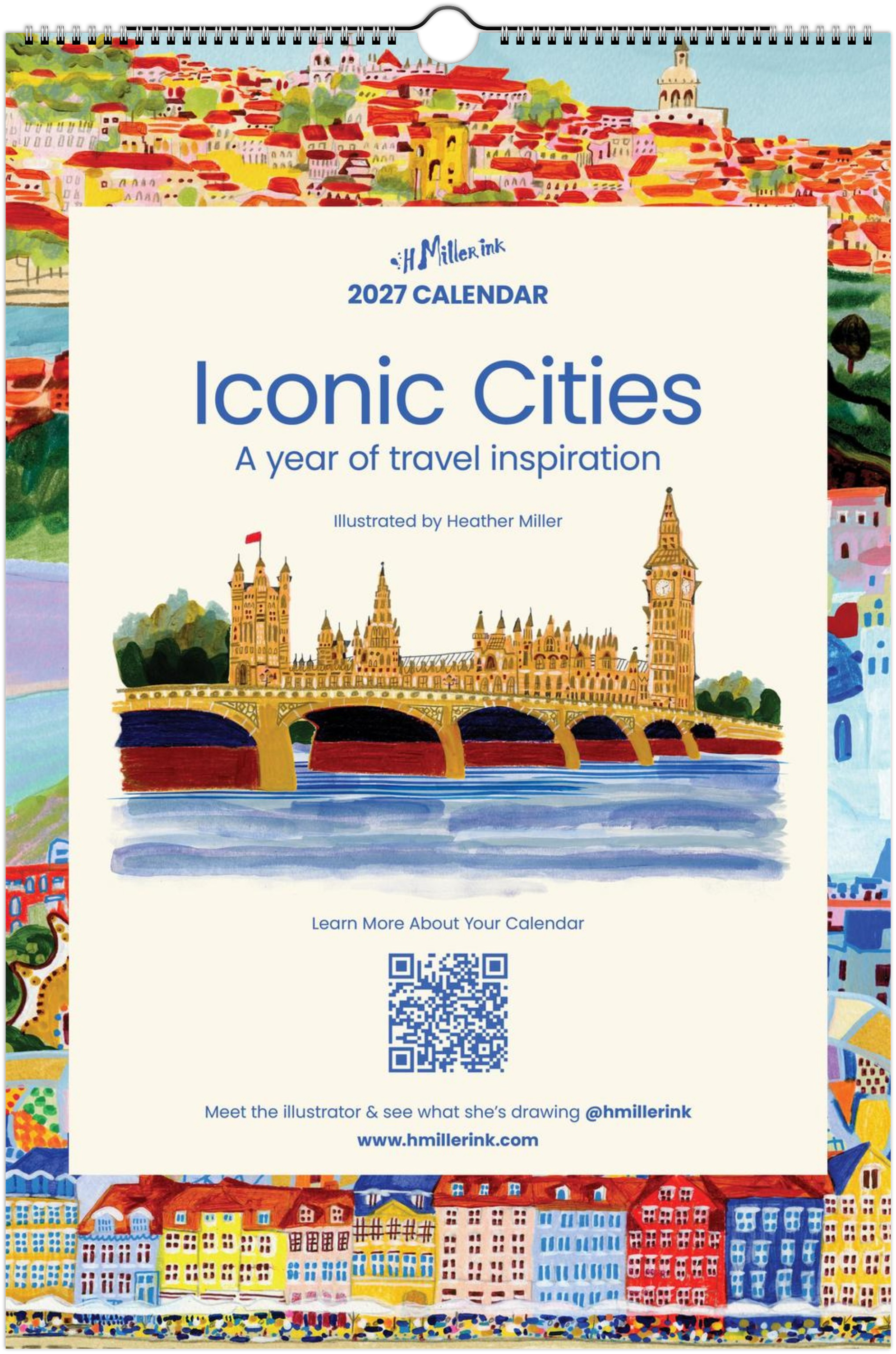 2027 illustrated travel wall calendar by illustrator Heather Miller