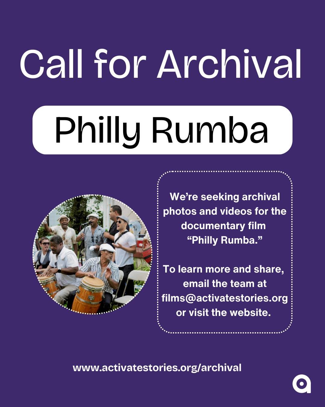 We&rsquo;re seeking archival photos and videos for the documentary film &ldquo;Philly Rumba.&rdquo;

To learn more and share, email the team at films@activatestories.org or visit the website. www.activatestories.org/archival