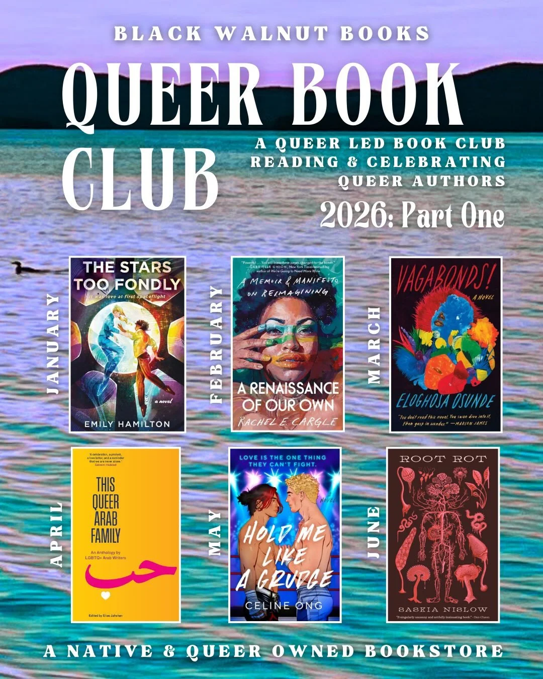 ✨Queer Book Club 2026✨

So excited to announce the 2026 Queer Book Club picks! They are all available on our bookshop page (linked in our bio). We also have a subscription box where you get the pick of the month and a gift by a queer artist for $20. 