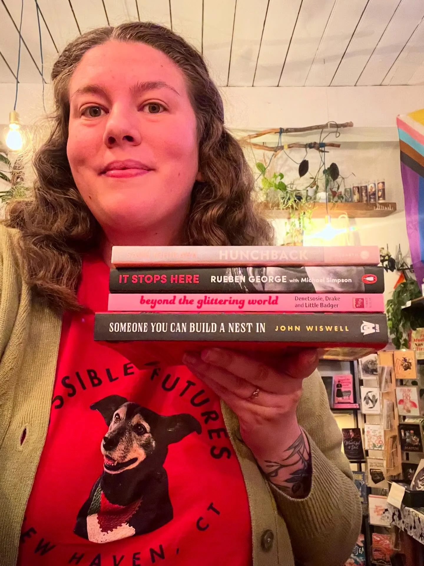 Upcoming Book Clubs 📖

Feeling very cozy in my @possiblefuturesbooks shirt (featuring Sug the bookstore pup) in the warm light of the bookstore and very excited to get together for the first round of book clubs in 2026! 

1/18 12:30pm EST Indigenous