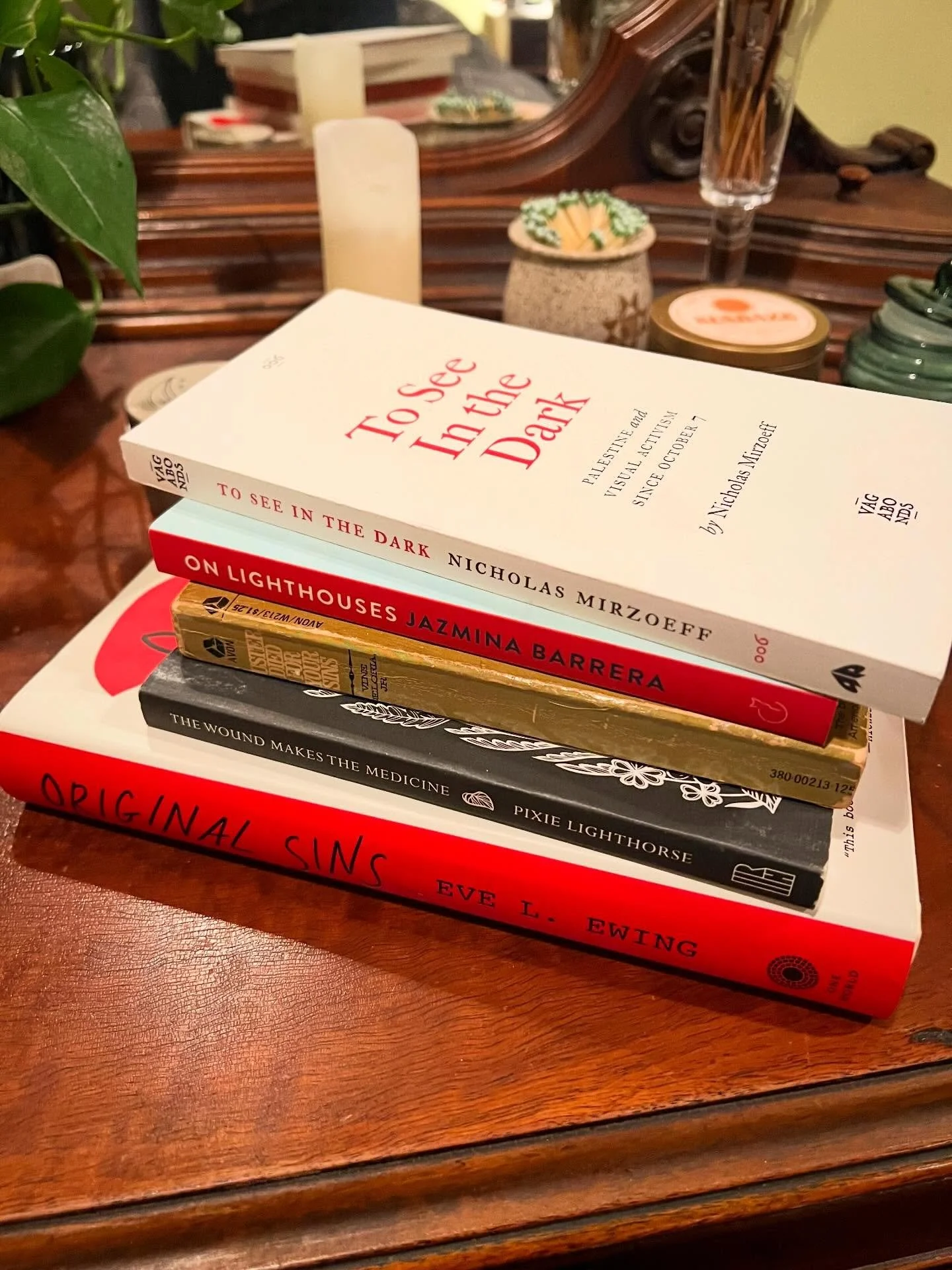 I always browse my bookshelves and make a little pile of possible next reads after I finish a good book. One of my goals this year is to read more nonfiction, and these have all been on my list for awhile.