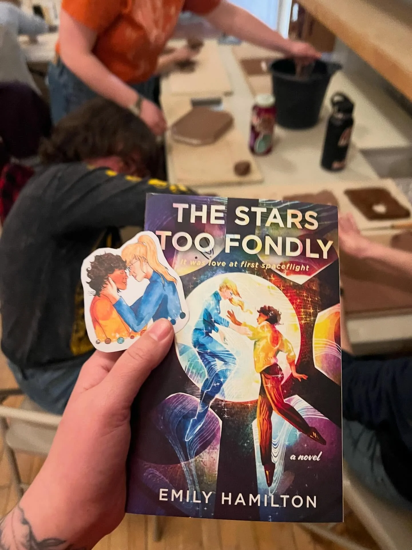 We had so much fun at the Paper &amp; Clay Book Club and Pottery Class last night! We discussed The Stars Too Fondly by @emilyhamilton.sf and @captainpawsart surprised all of us with incredible stickers of the two main characters they drew. I love my