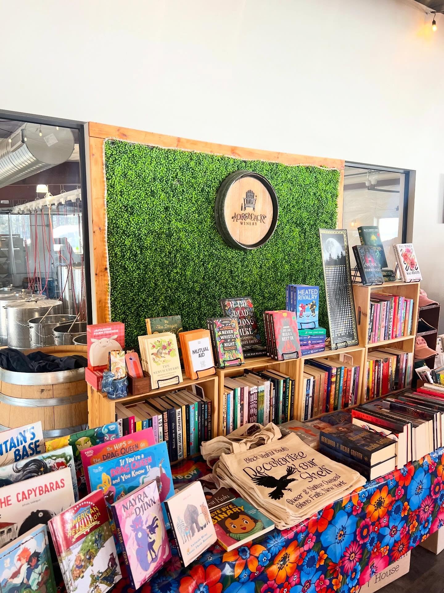 All set up for the Boozy Book Fair at @adkwinery 📚🥂